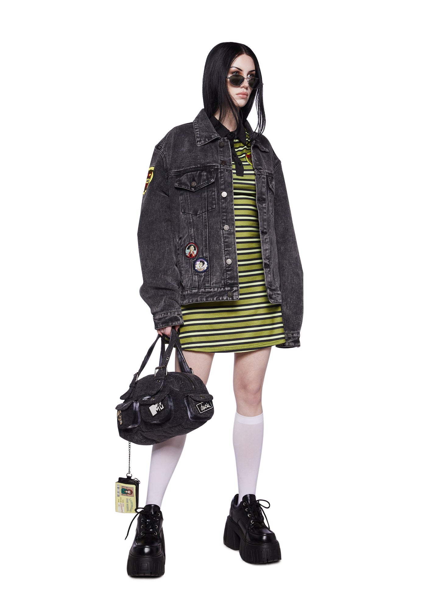 Dolls Kill x Daria Striped Sick Sad World 90s Grunge Mini Rugby