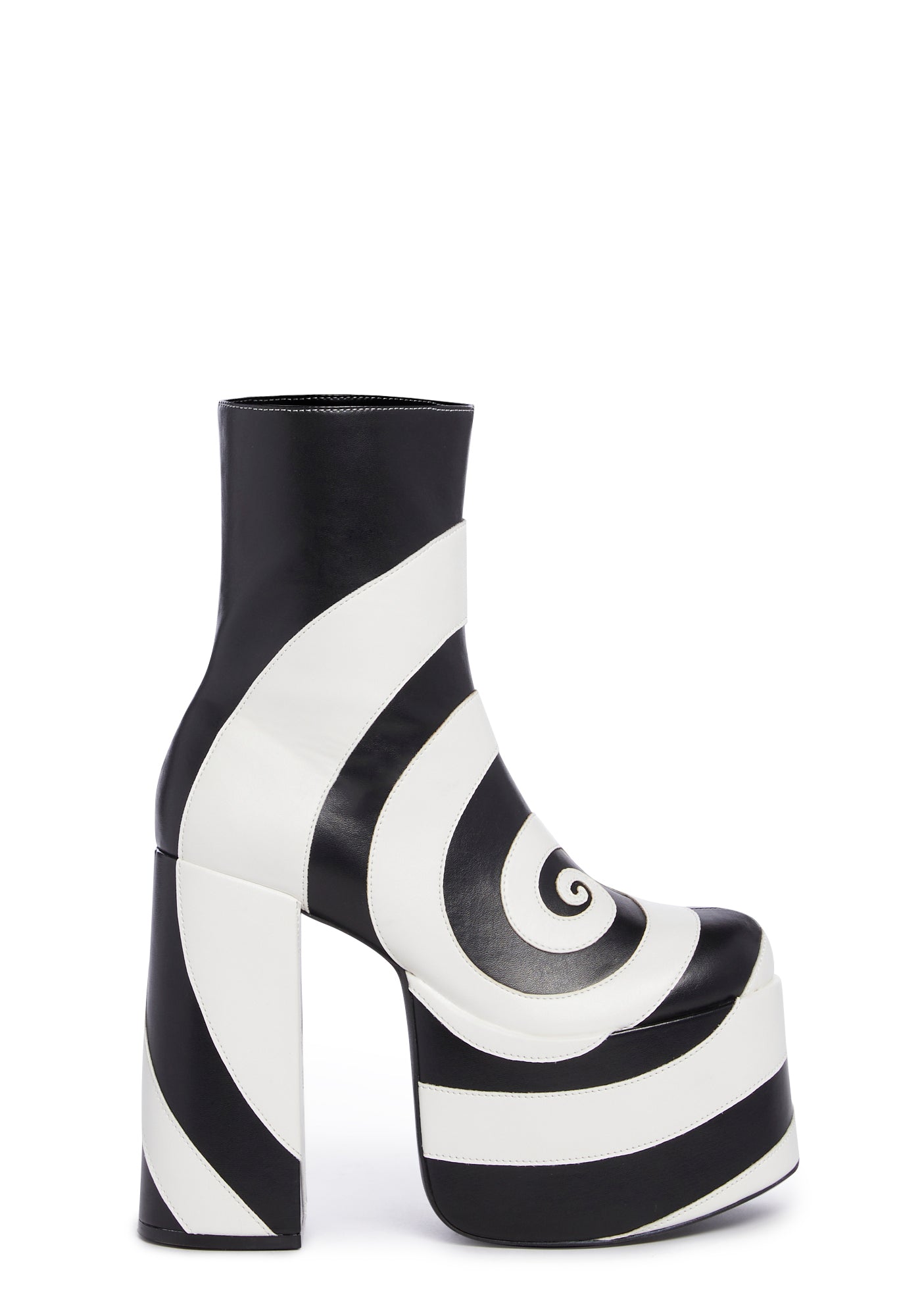 Current Mood Swirl Ankle Boots Black/White Dolls Kill