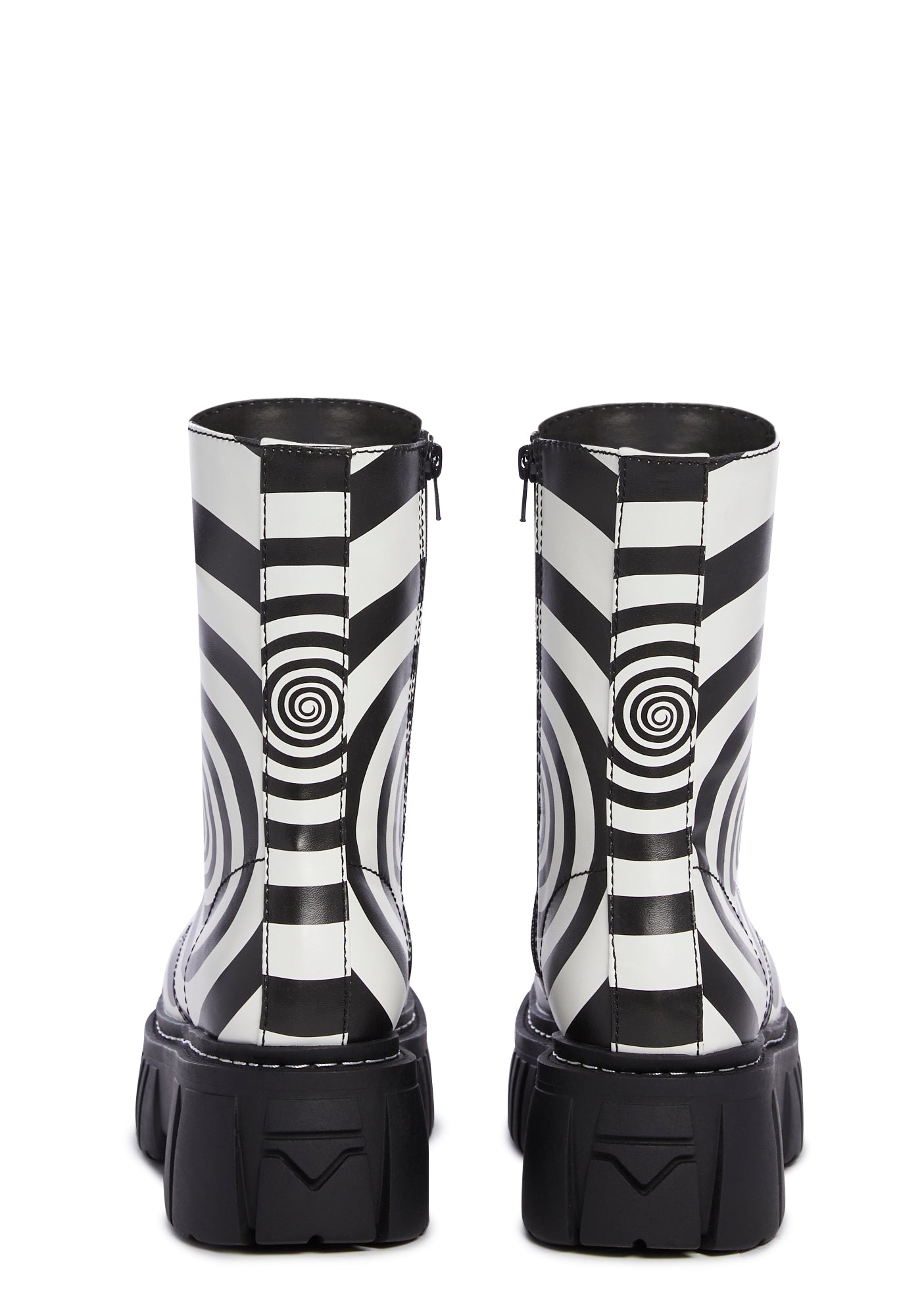 Current Mood Swirl Combat Boots Black White Dolls Kill
