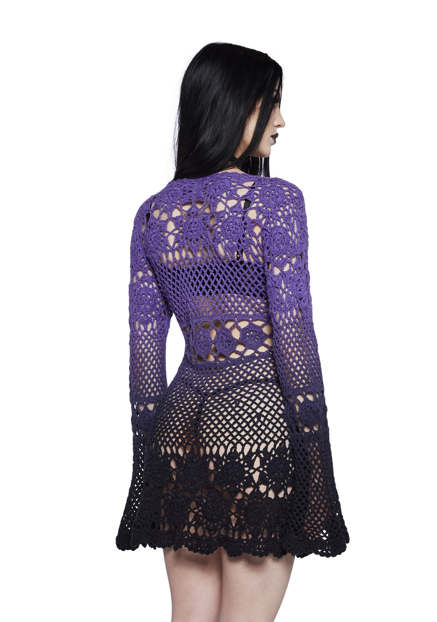 Widow Crochet Mini Dress Purple Dolls Kill