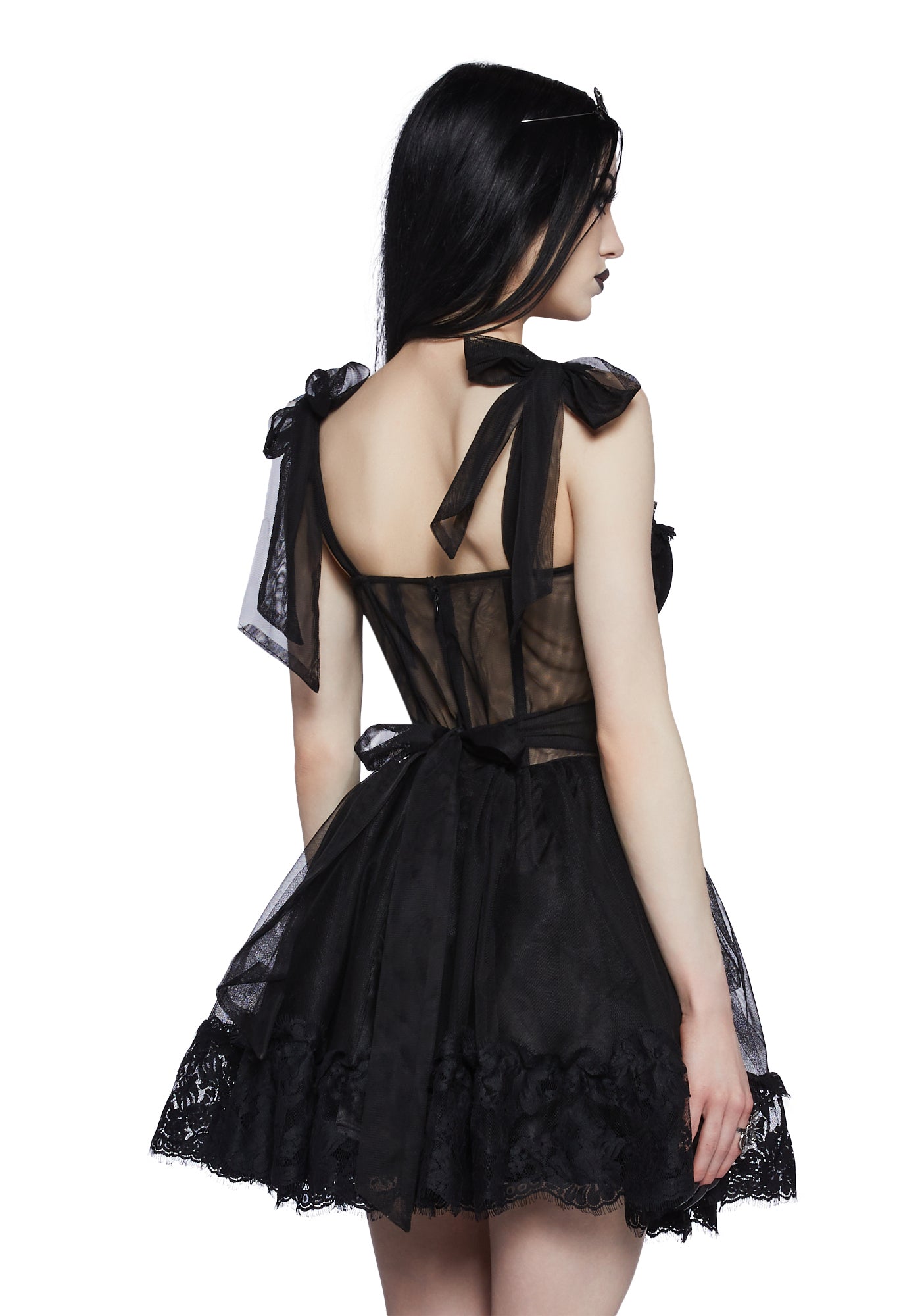 Widow Gothic Lace Bustier Mini Dress - Black – Dolls Kill