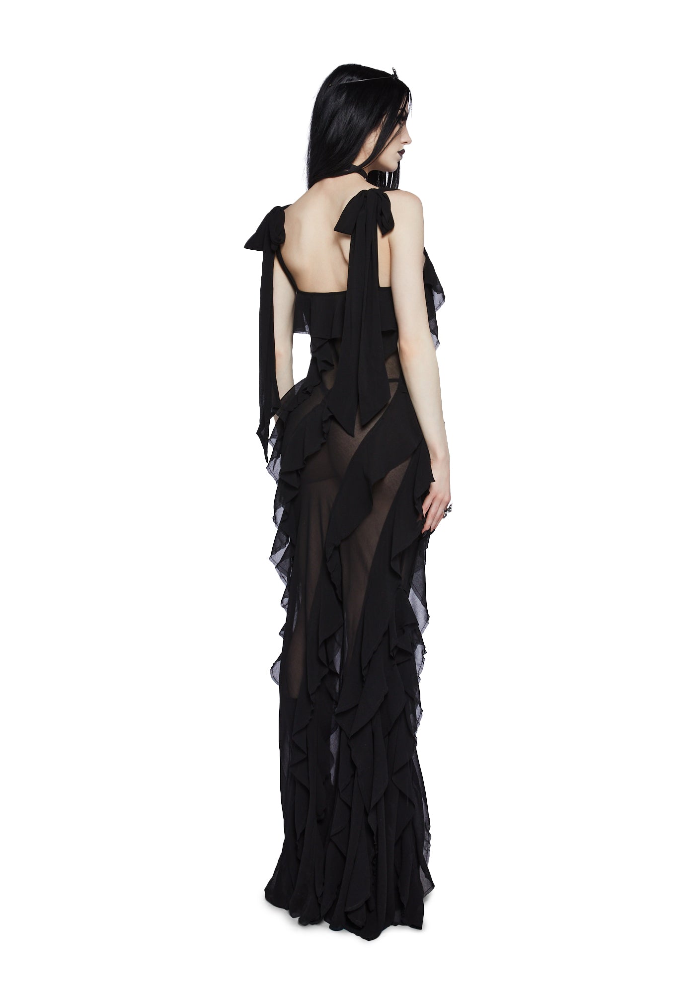 Widow Layered Ruffled Sheer Maxi Dress - Black – Dolls Kill