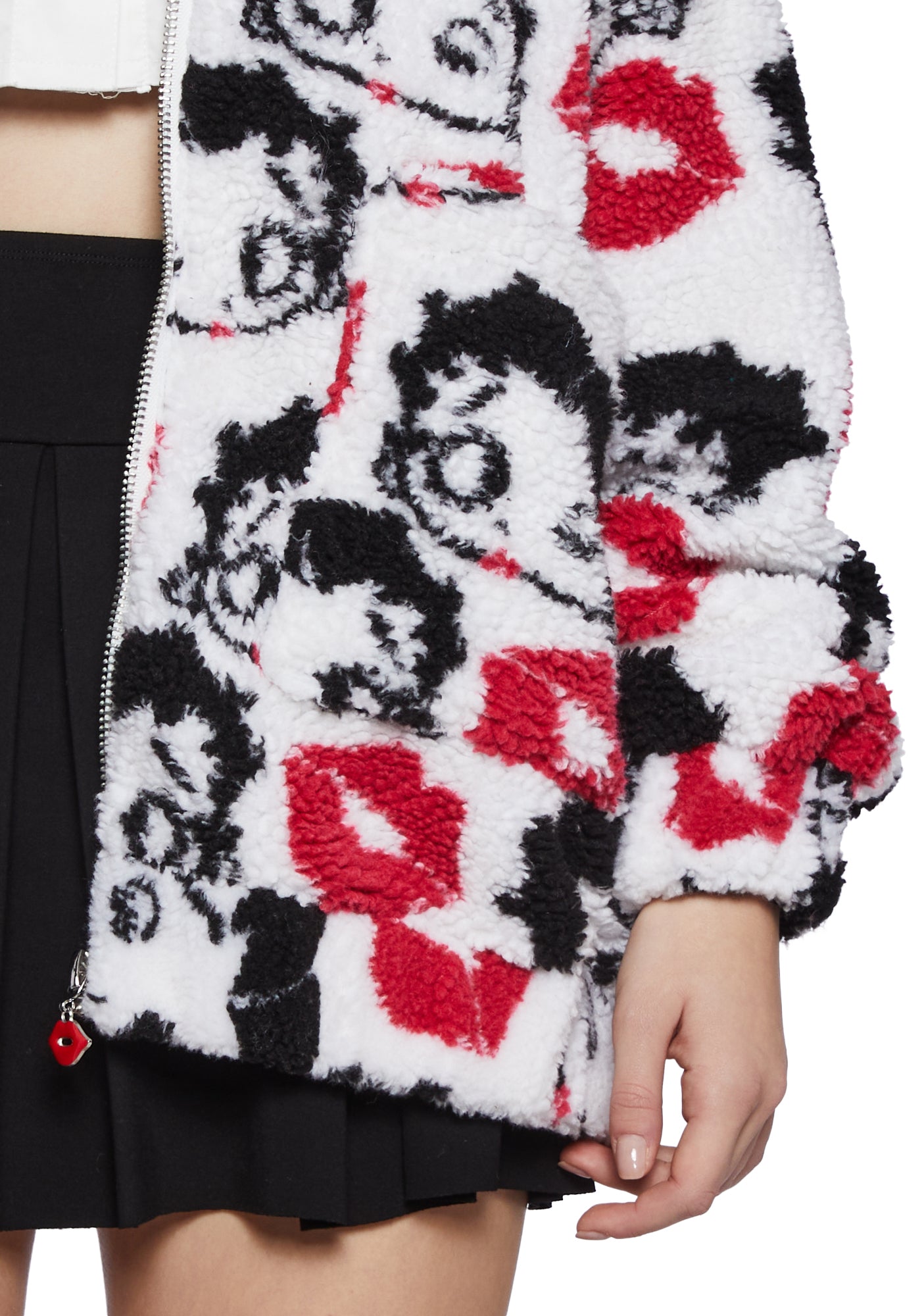 Dolls Kill x Betty Boop Bubble Faux Fur Zip Up Hooded Sherpa