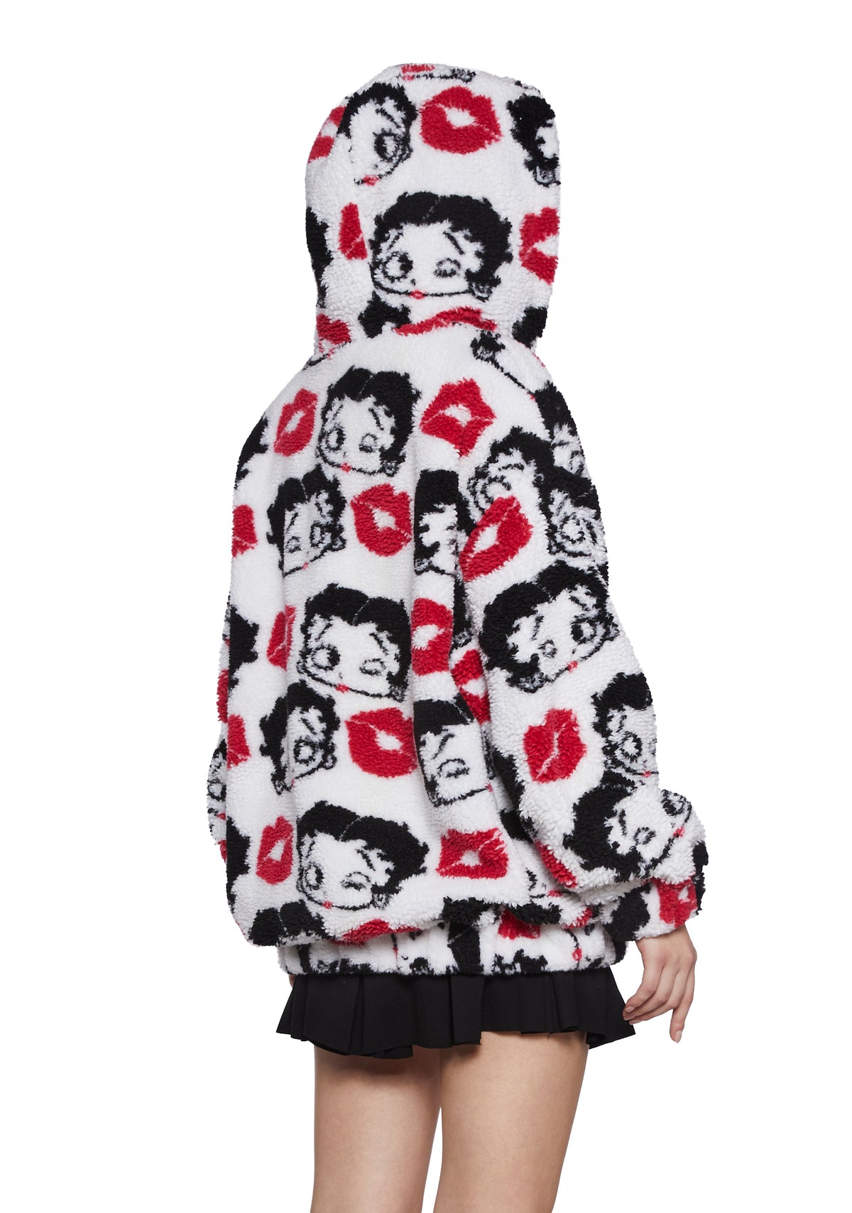 Dolls Kill x Betty Boop Bubble Faux Fur Zip Up Hooded Sherpa 