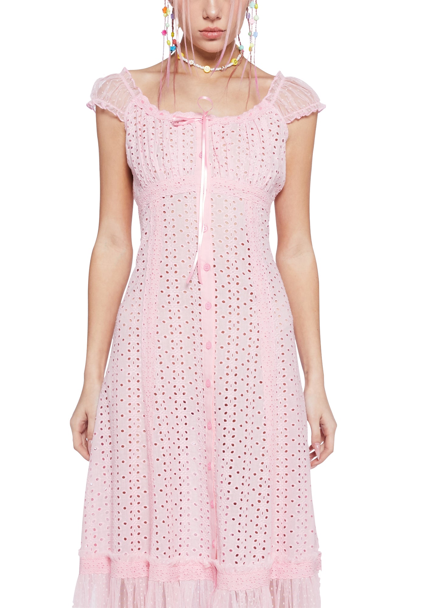 chinese dress ladies dELiA*s by Dolls Kill Eyelet Sheer Button Up Maxi Dress