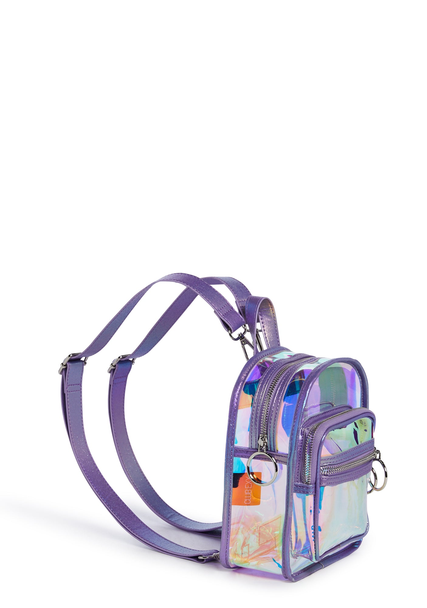 clear holographic mini backpack Club Exx Holographic Clear Backpack- Multi – Dolls Kill