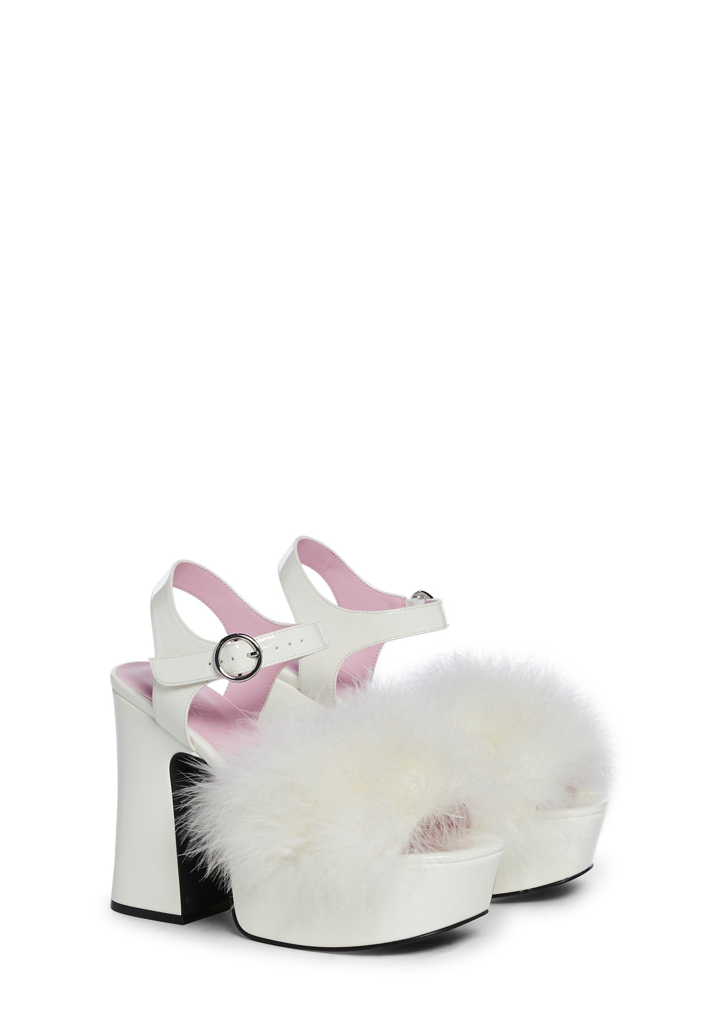 ぽ*ん様 BLUSHIN' N' CRUSHIN' MARABOU HEELS Sugar Thrillz Pink Marabou Fluff High Heel Platforms – Dolls
