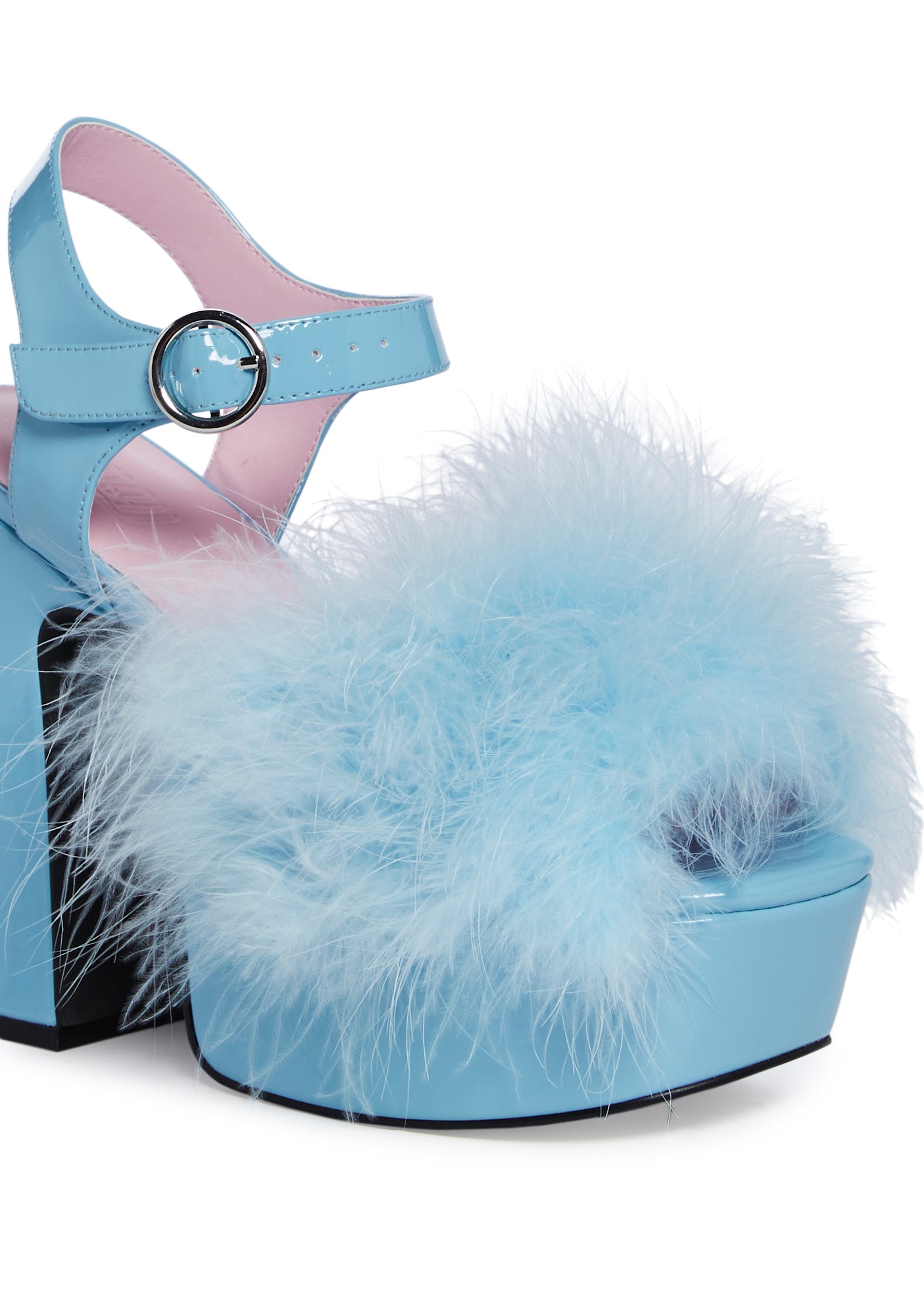 Blushin N Crushin Marabou Heels Baby Blue