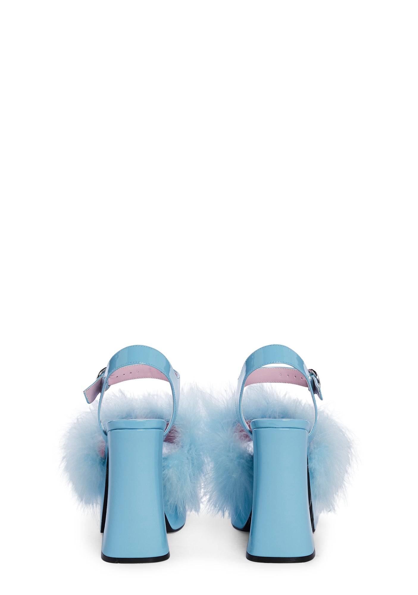 Baby blue fluffy heels store