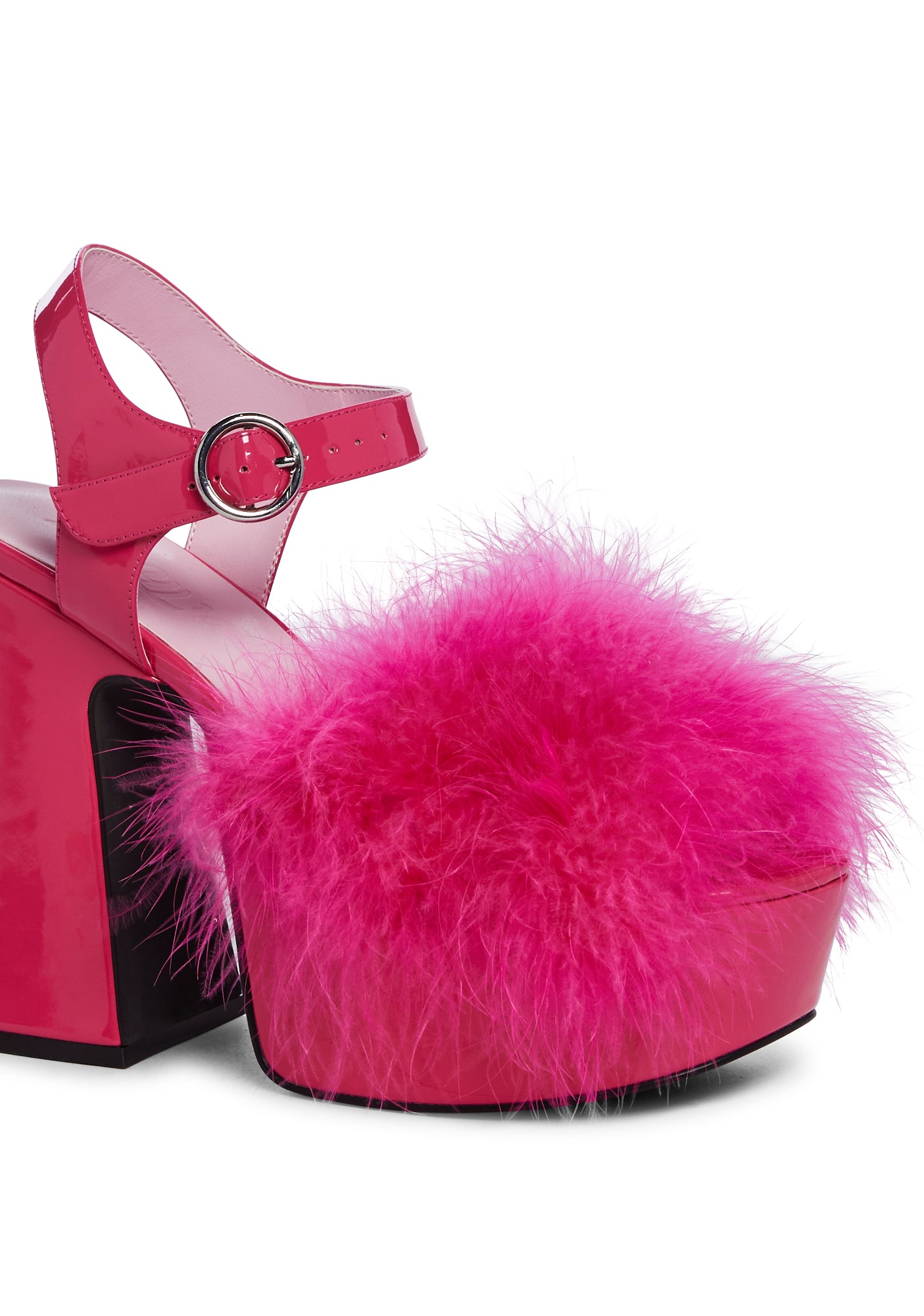 Blushin N Crushin Marabou Heels - Hot Pink