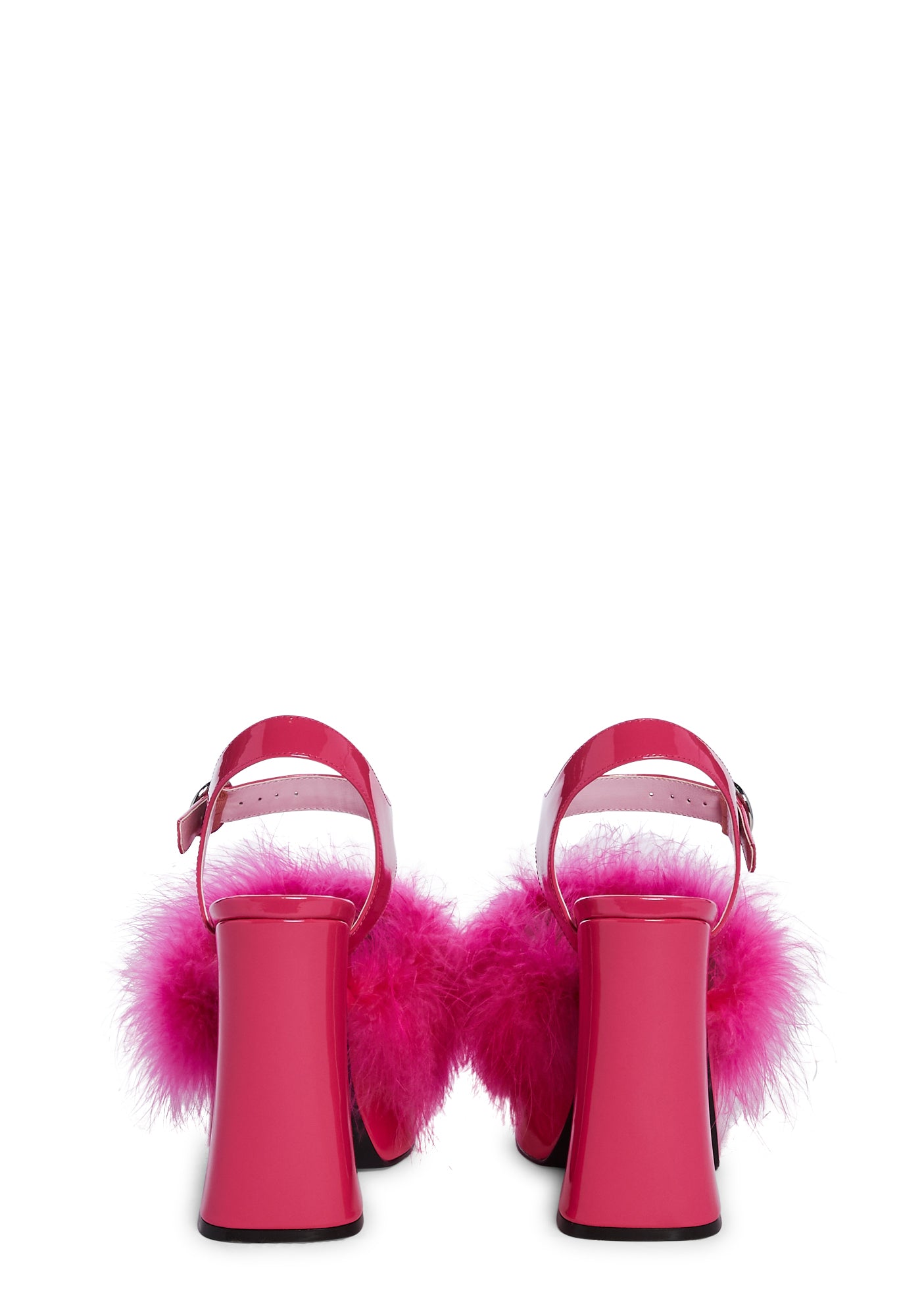 Sugar Thrillz Vegan Leather Marabou Feather Heels - Pink