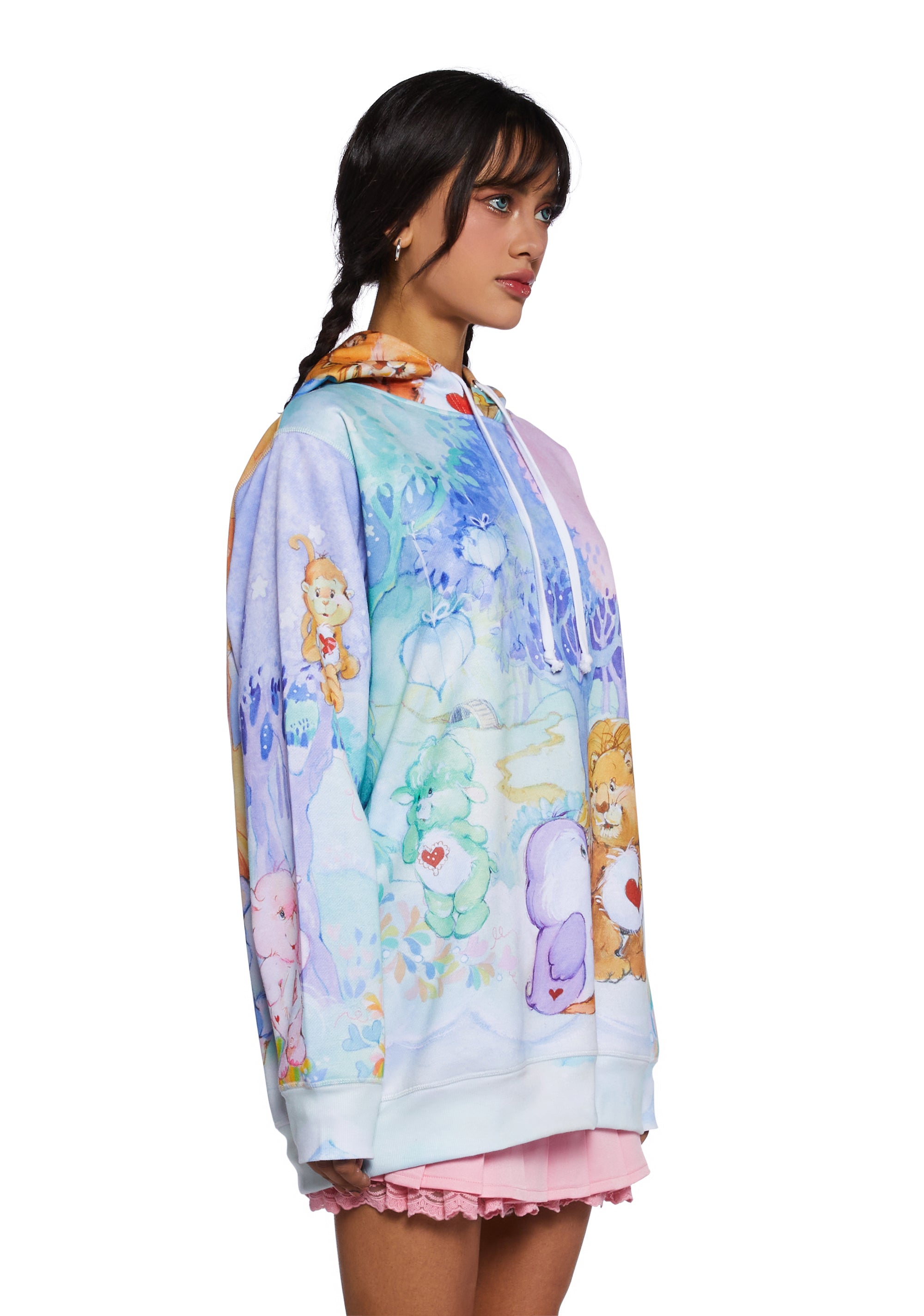 Dolls Kill x Care Bears Oversized Stitched Hoodie Multi