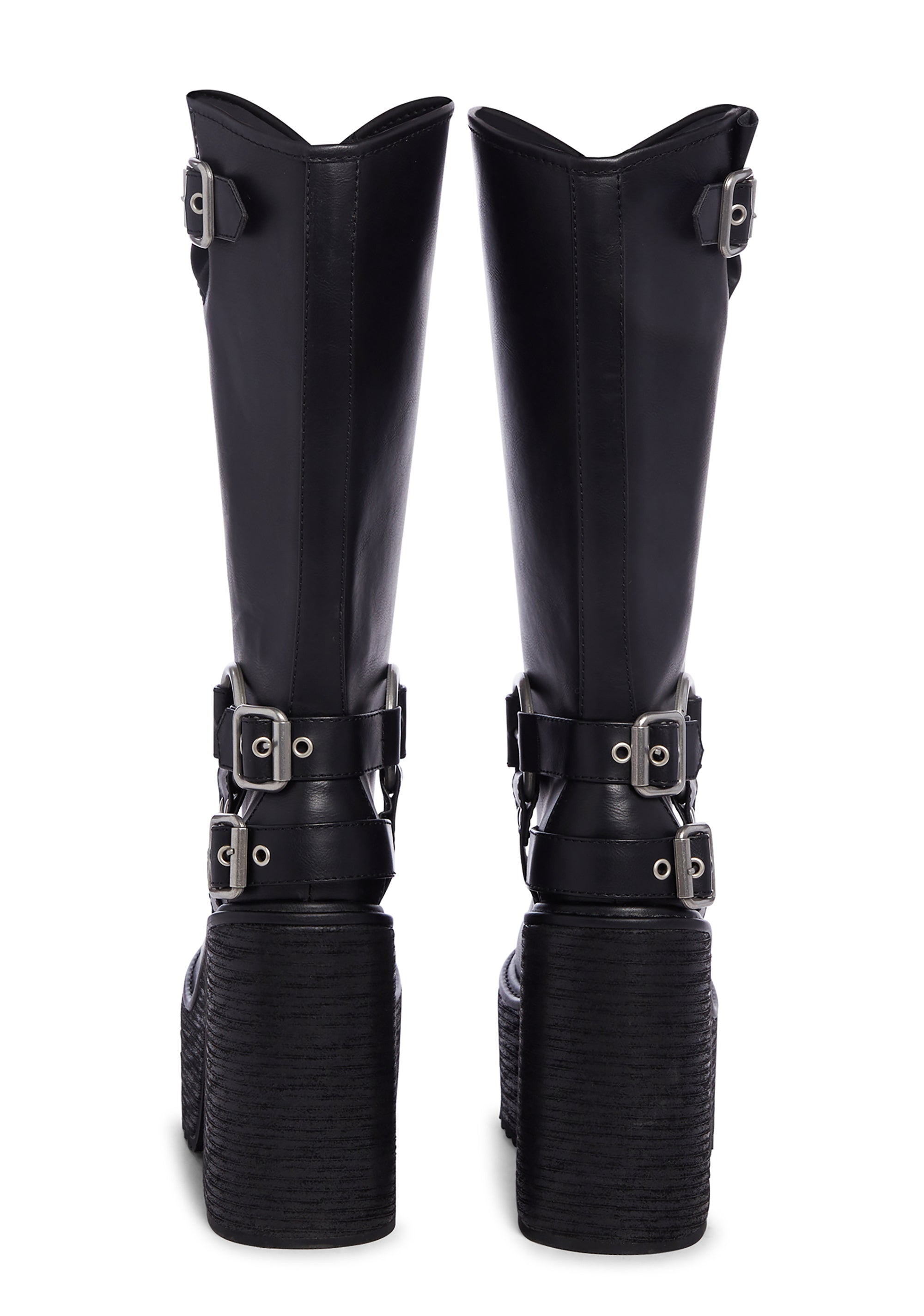 Current Mood Moto Buckled Platform Boots Black Dolls Kill