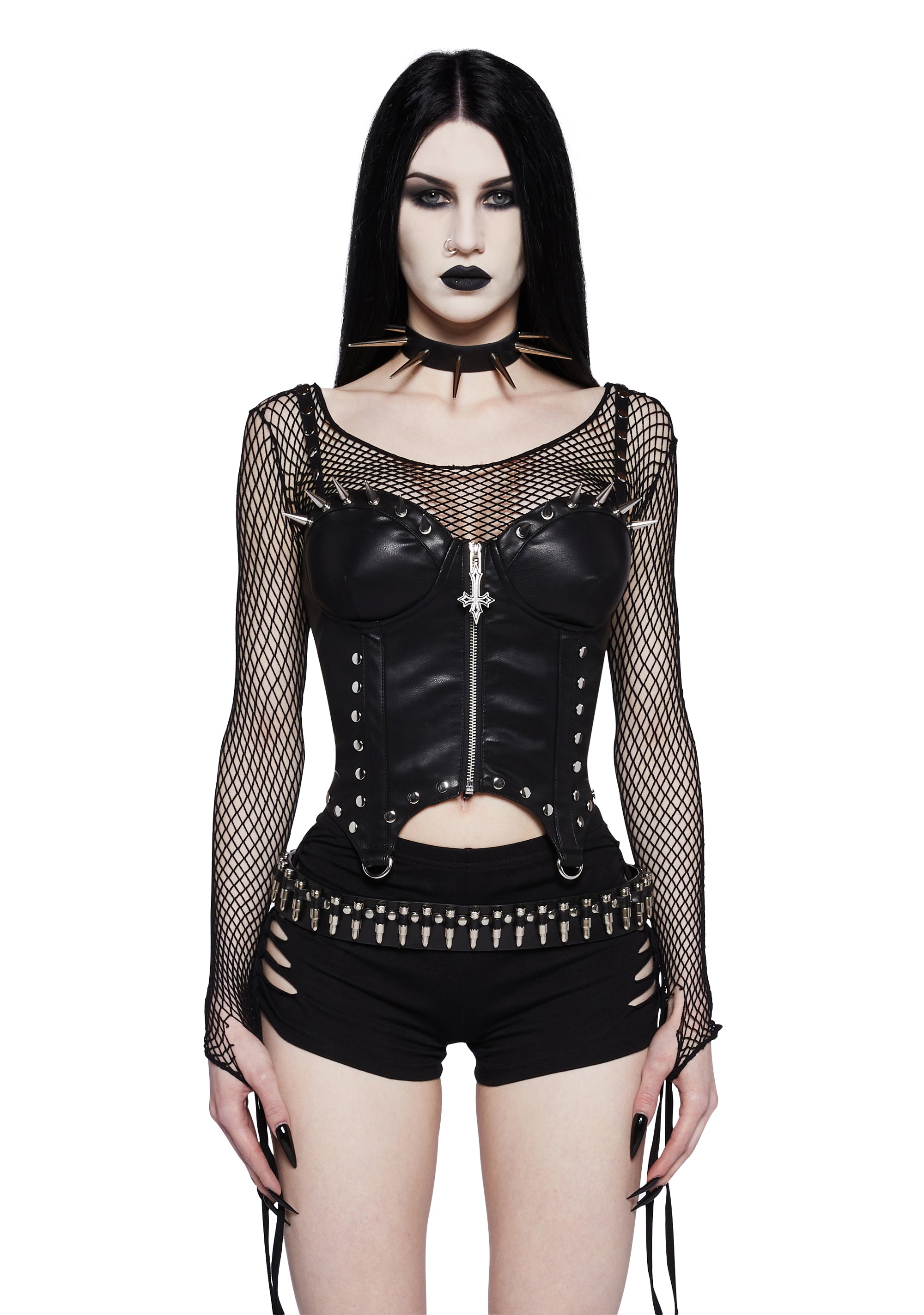 Current Mood Satin Lace Corset Crop Top - Black – Dolls Kill