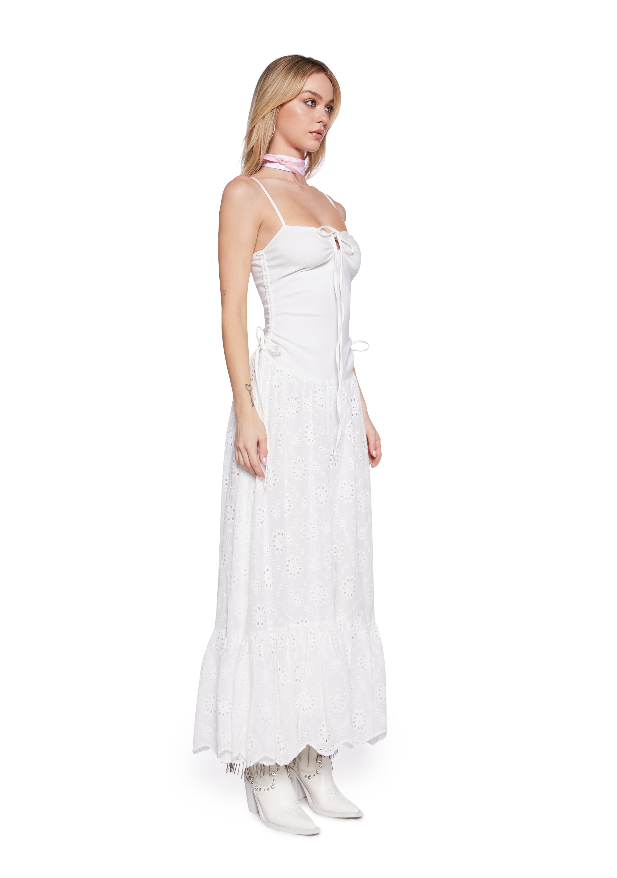 Sugar Thrillz Eyelet Cut Out Maxi Dress - White – Dolls Kill