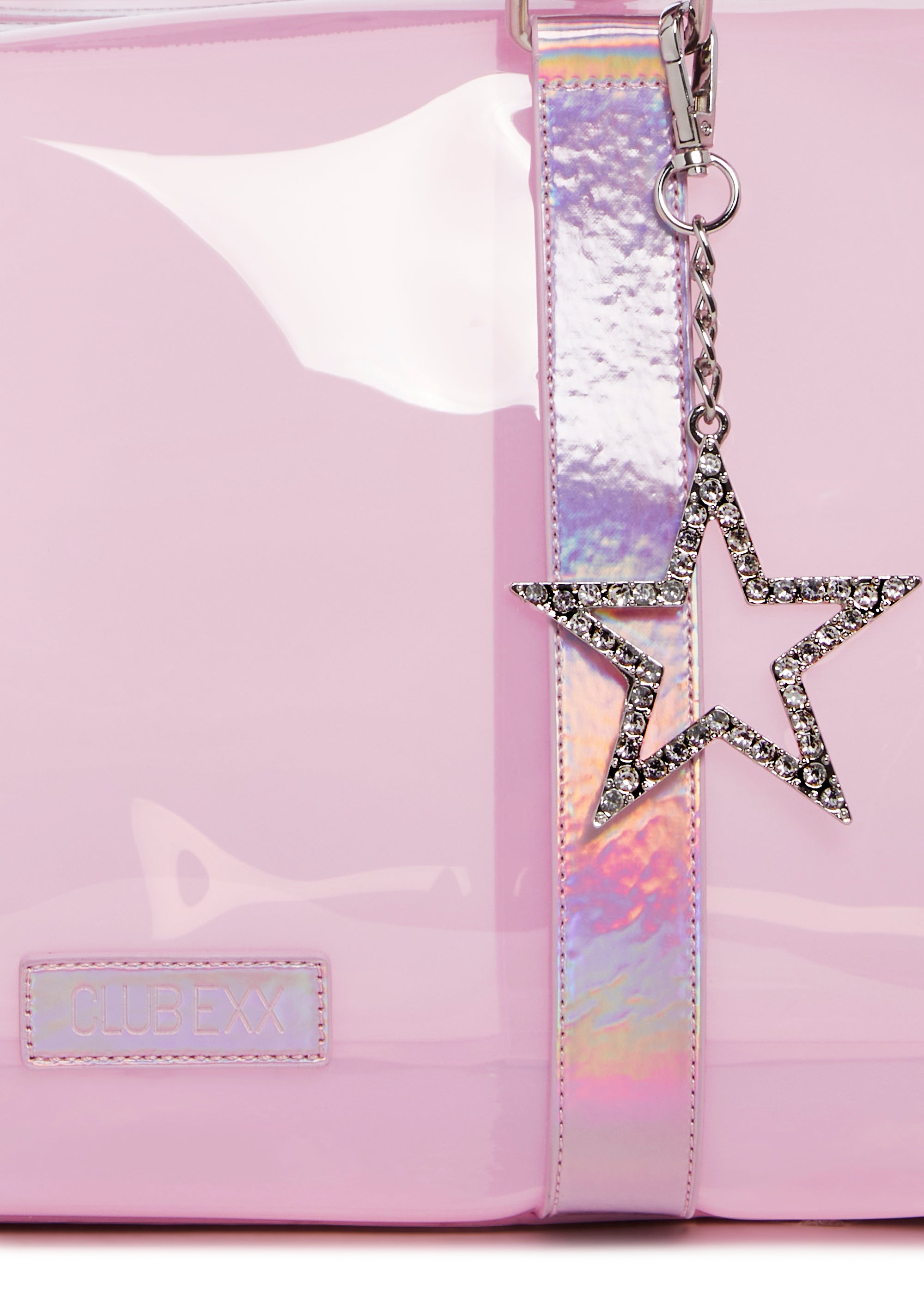 Club Exx Clear Holo Vinyl Weekender Girly Bag - Pink – Dolls Kill