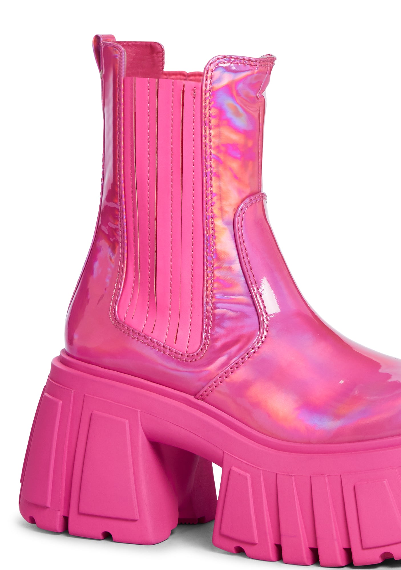 Current Mood Holo Vegan Leather Ankle Boots - Pink – Dolls Kill