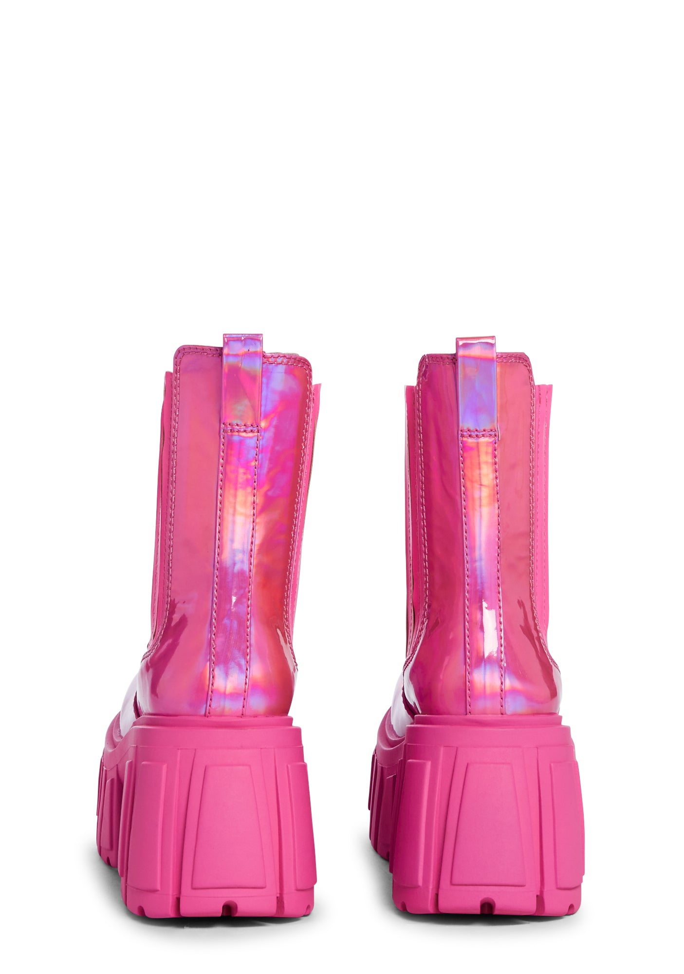Current Mood Holo Vegan Leather Ankle Boots - Pink – Dolls Kill