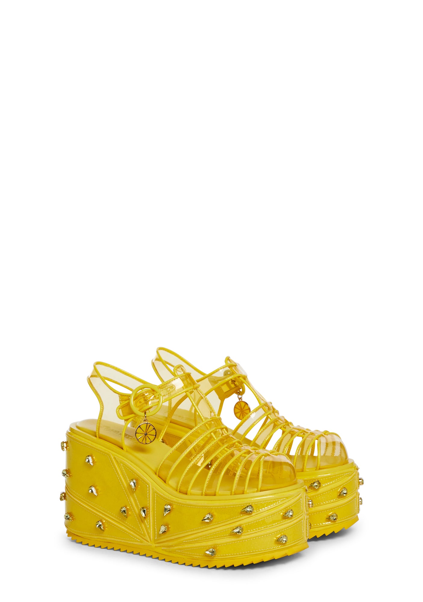 Sugar Thrillz Lemon Jelly Platform Sandals - Yellow – Dolls Kill