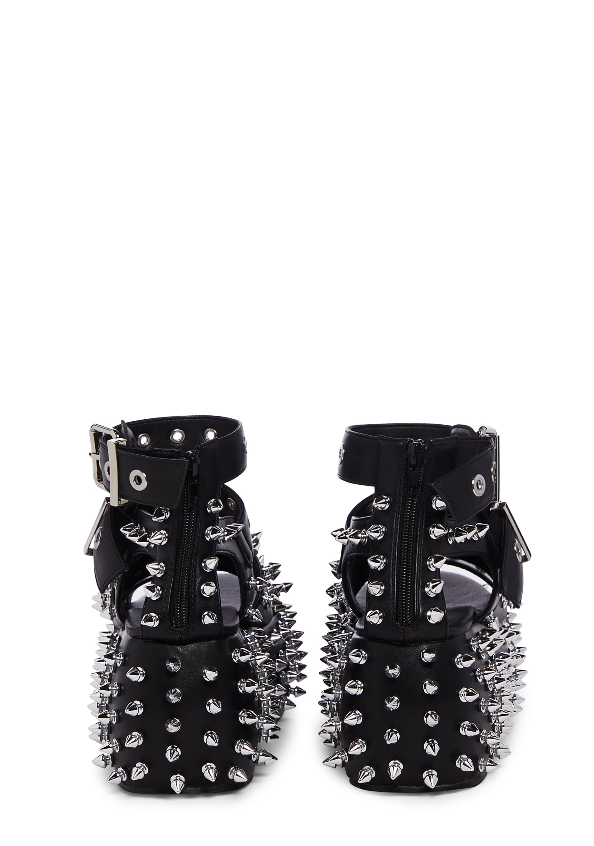 Generation Kiss Vegan Leather Clear Strap Studded Wedge