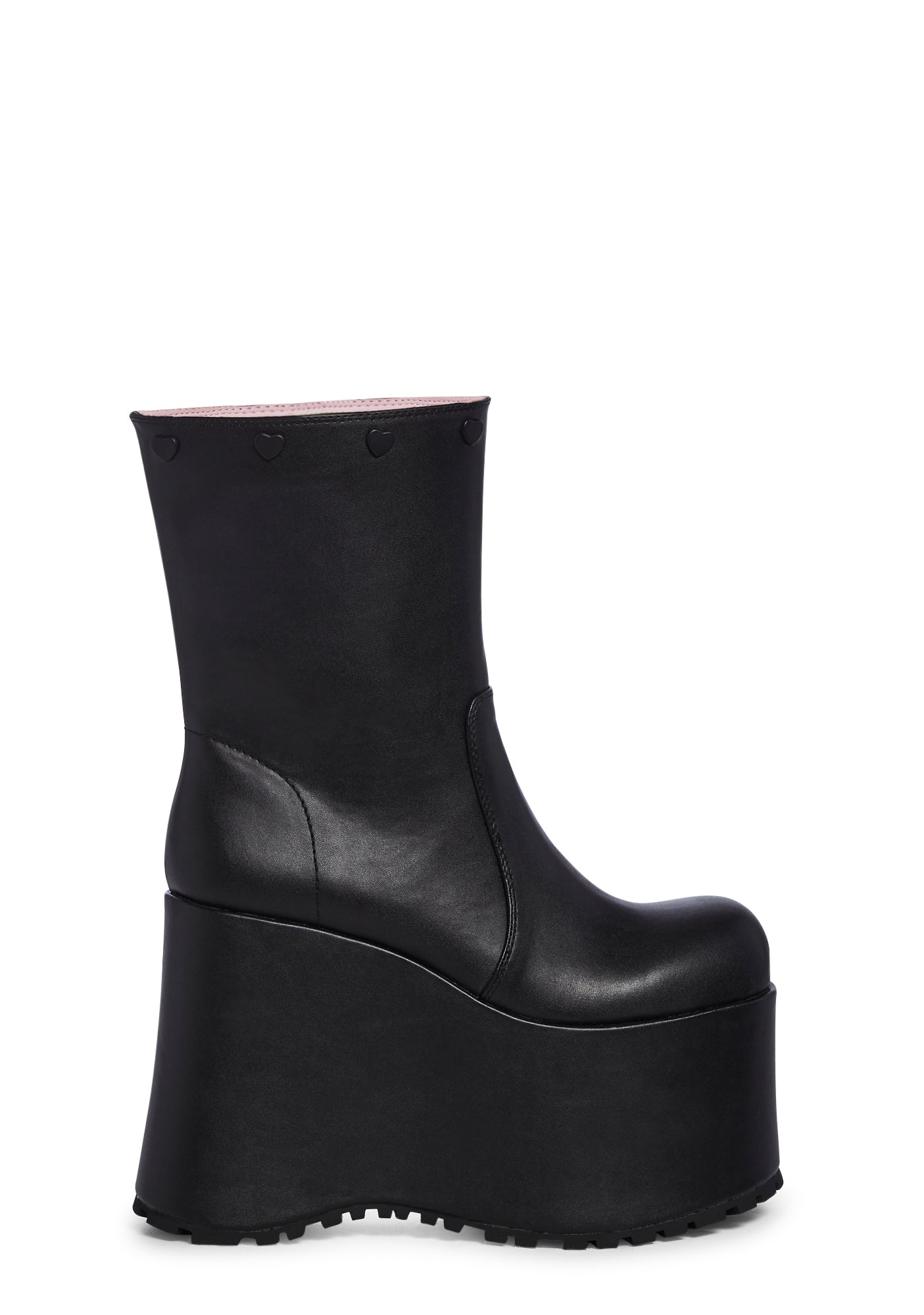 Sugar Thrillz Leg Warmer Plush Heart Platform Boots Black Dolls Kill
