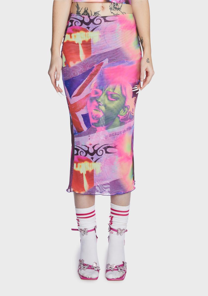 Pleasure Print Mesh Midi Skirt Elsie & Fred,New Products : American Fashion Style Bags On Sale