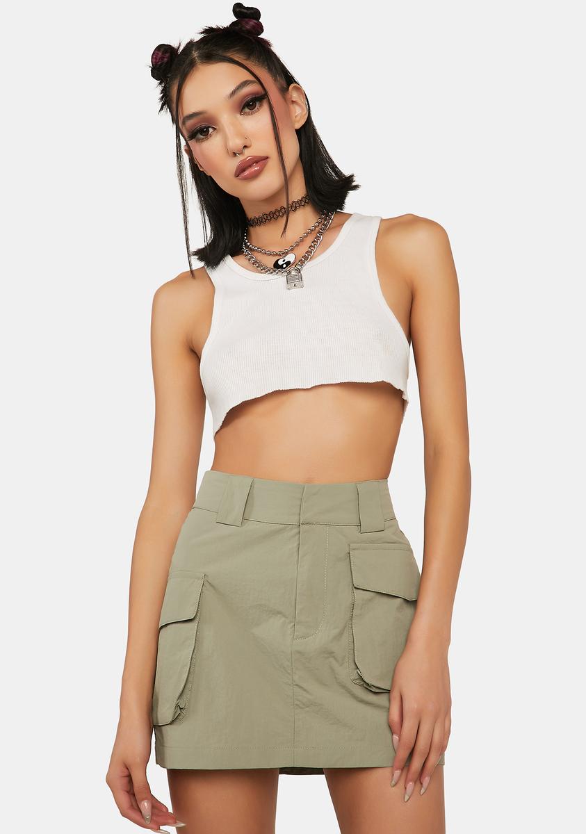 High Waisted Cargo Mini Skirt Green Dolls Kill