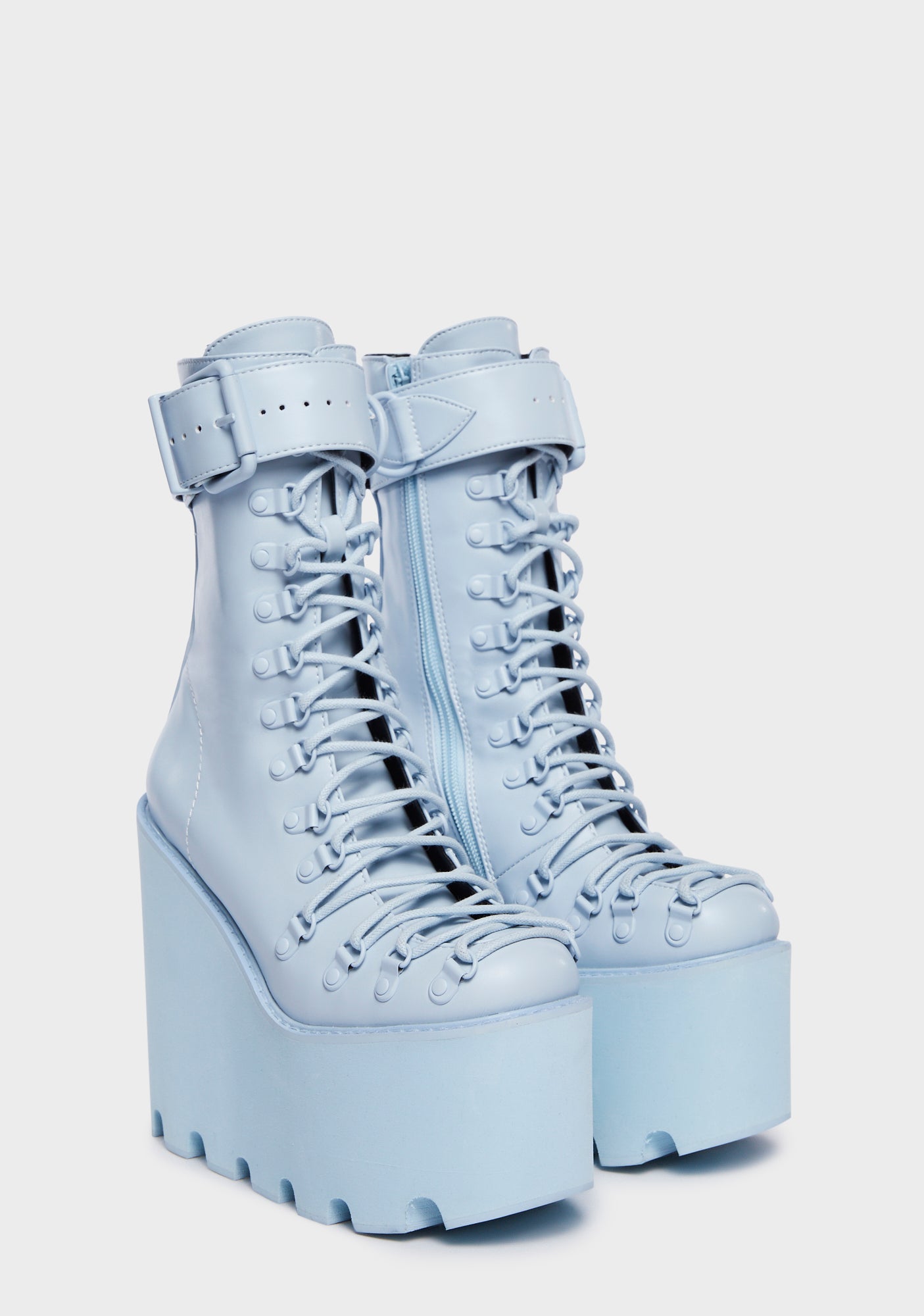 ☆DOLLS KILL☆ Sugar Thrillz Blue Boots Sugar Thrillz Pastel Blue Traitor Boots – Dolls Kill
