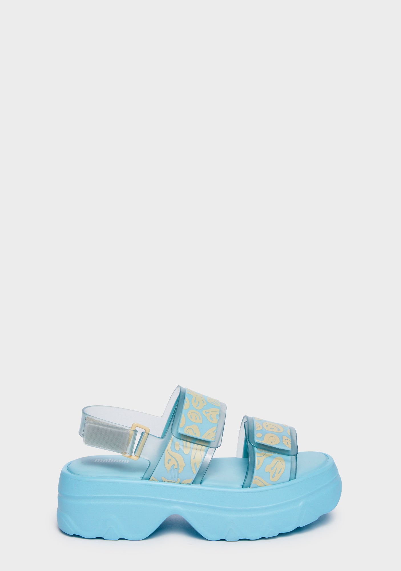 Melissa Double Strap Trippy Happy Face Print Platform Sandals - Blue ...