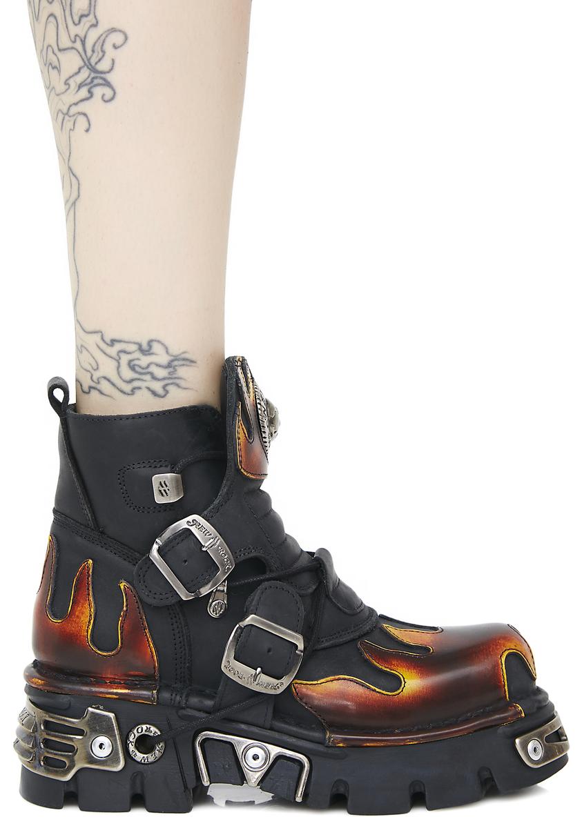 New Rock World On Fire Boots Dolls Kill