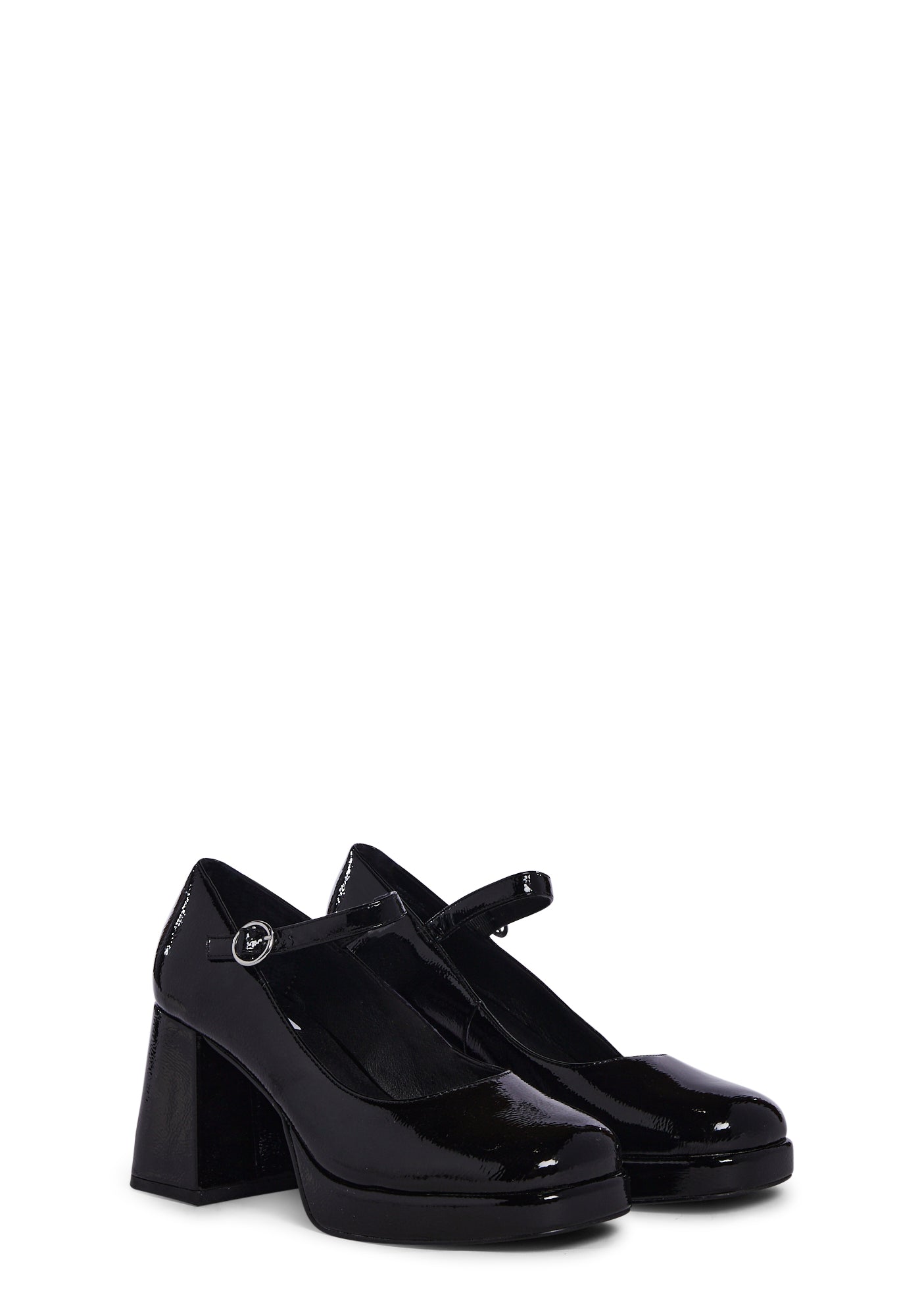 Steve Madden 90s Patent Platform Mary Janes - Black – Dolls Kill Steve Madden Black Platform Mary Janes main image 0
