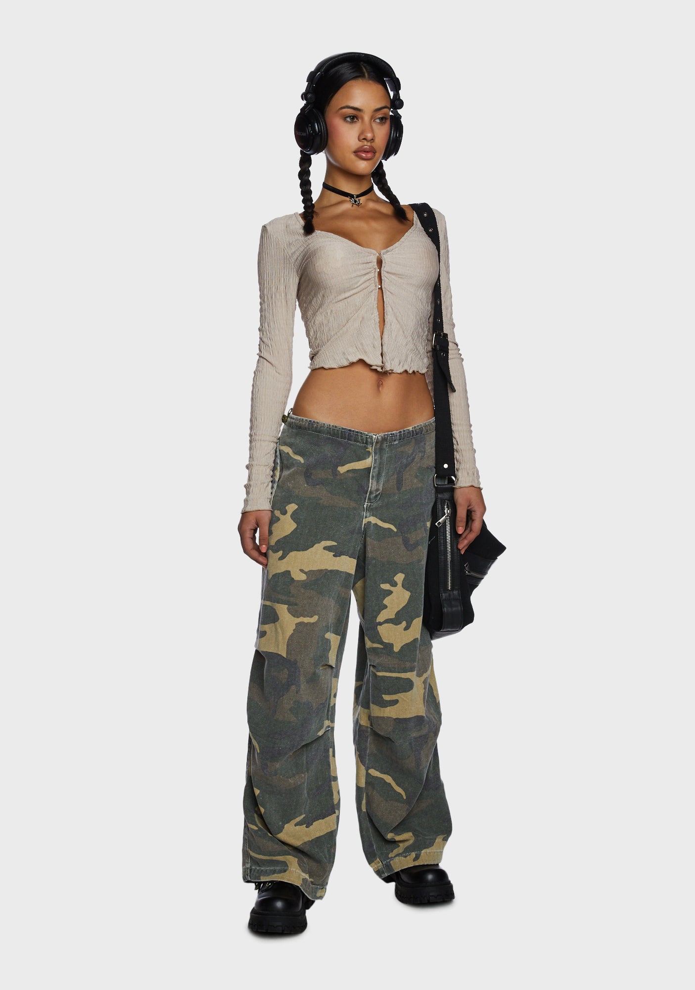 Y2K Retro SweatPants Camouflage Pattern Print Streetwear Men
