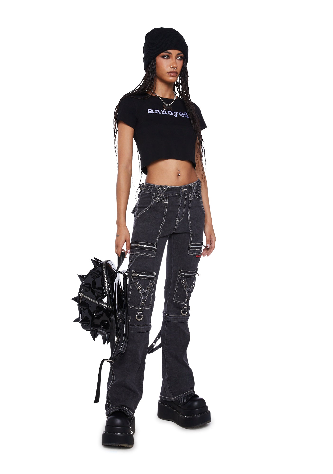 Tripp Nyc Zip To Zip Jean-Black – Dolls Kill