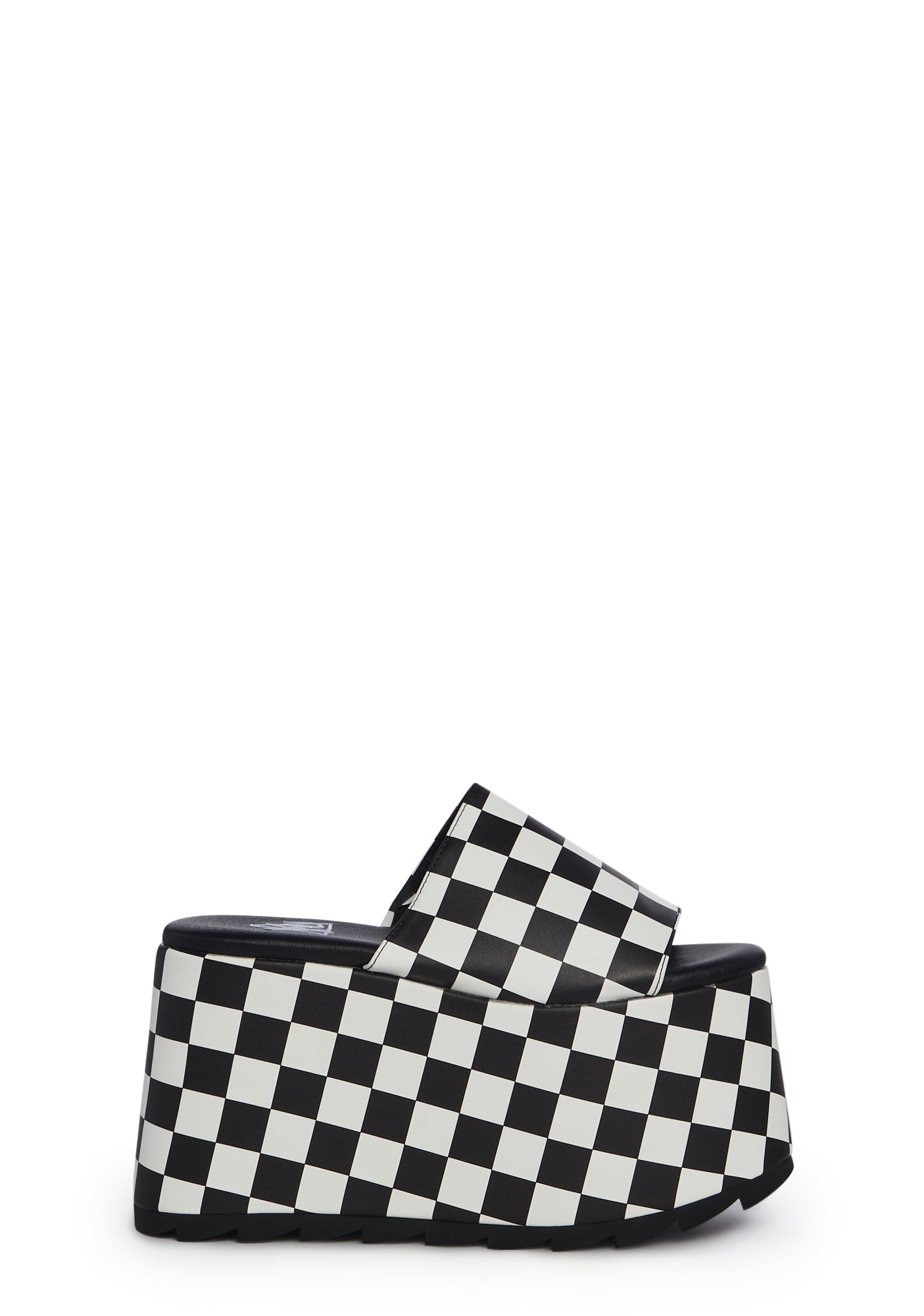 Checkered Racing Sandals Y.R.U. Checkered Platform Sandals- Black – Dolls Kill