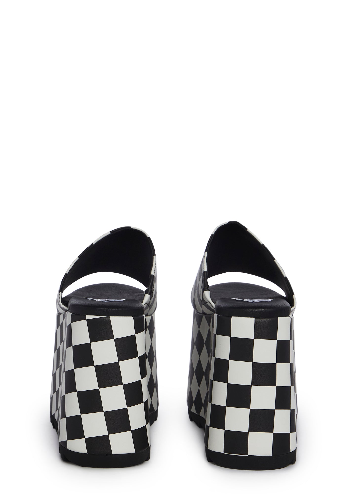 Black and white checkered sandals discount