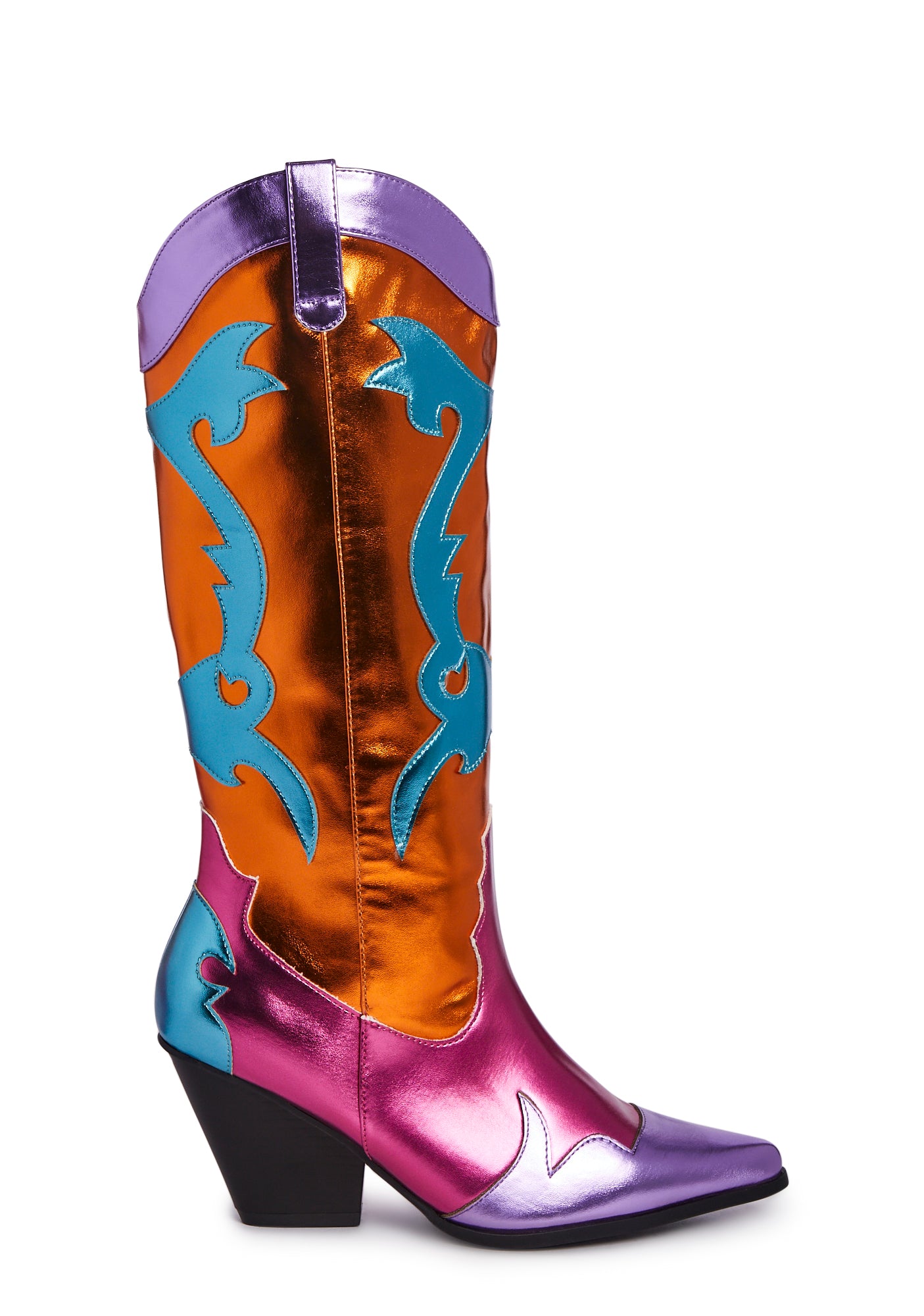 Metallic Vegan Leather Cowboy Boots - Multi – Dolls Kill