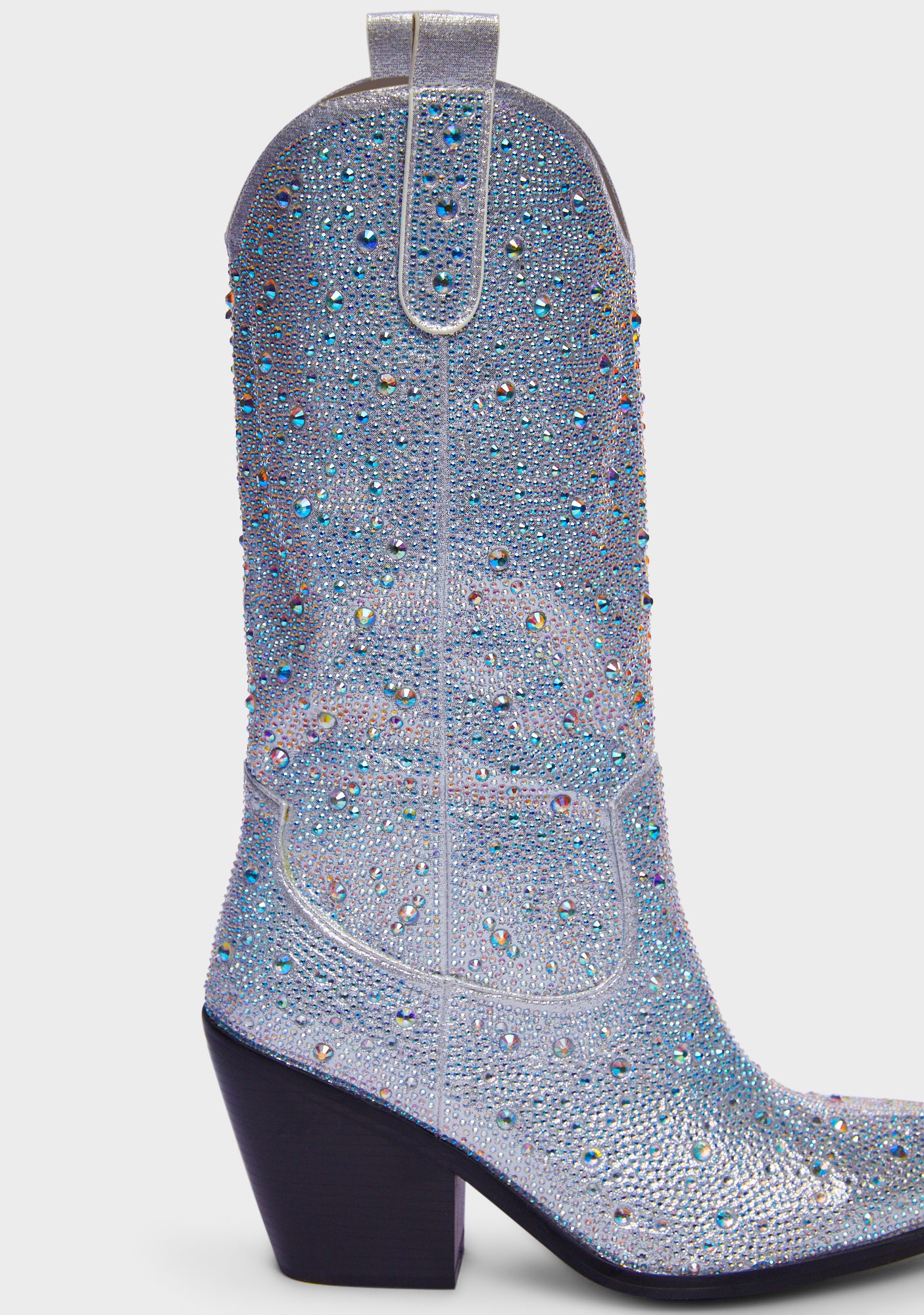 AZALEA WANG Iridescent Sparkly Cowboy Boots - Iridescent 
