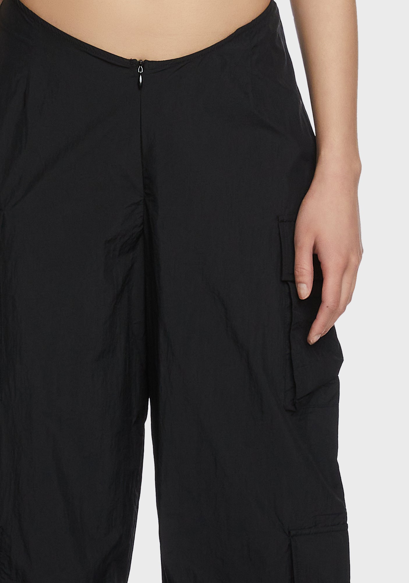 Low Rise Dip Waist Cargo Pants BlackNN Dolls Kill