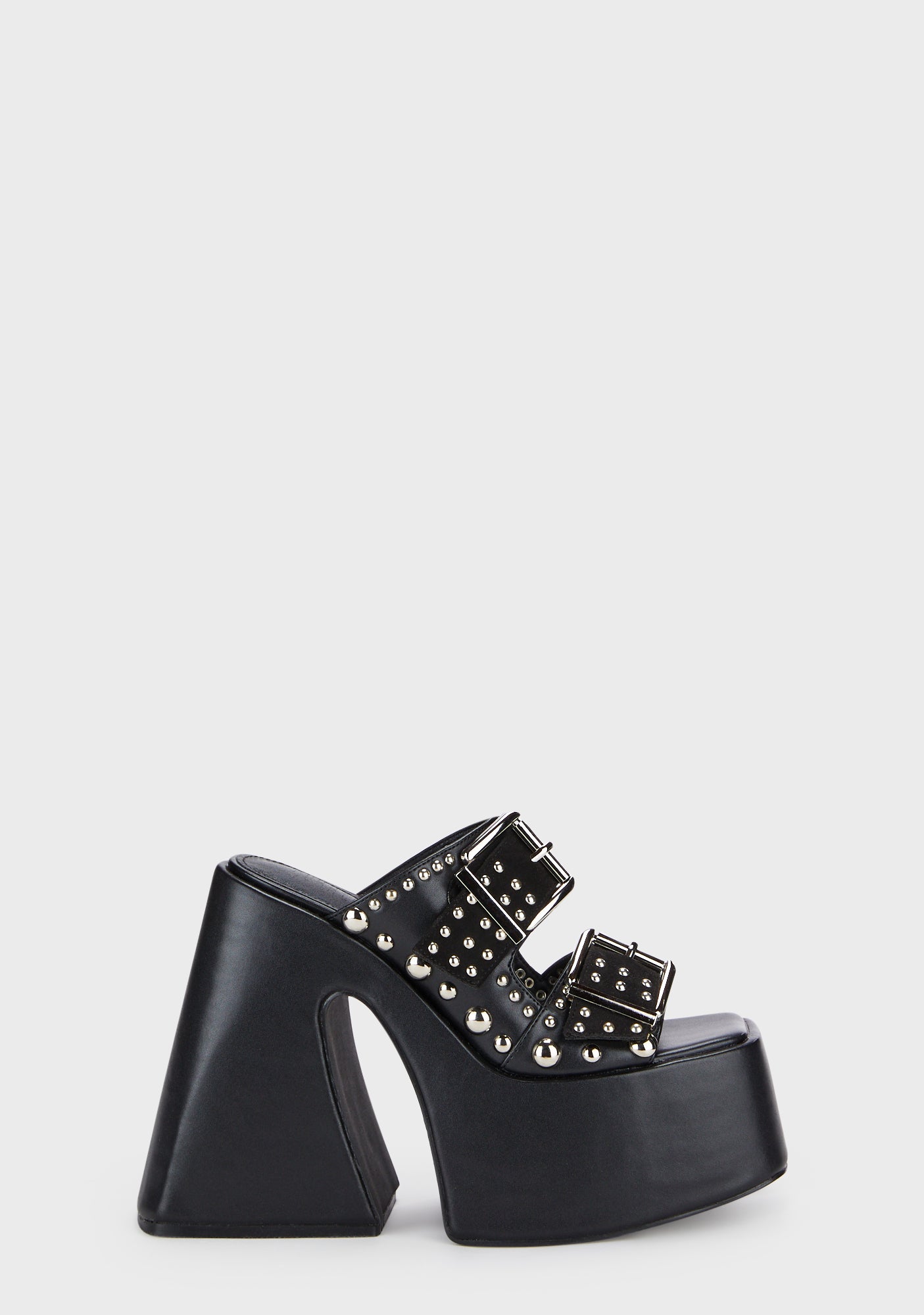 Current Mood Strappy Buckled Stud Platform Sandals - Black – Dolls Kill