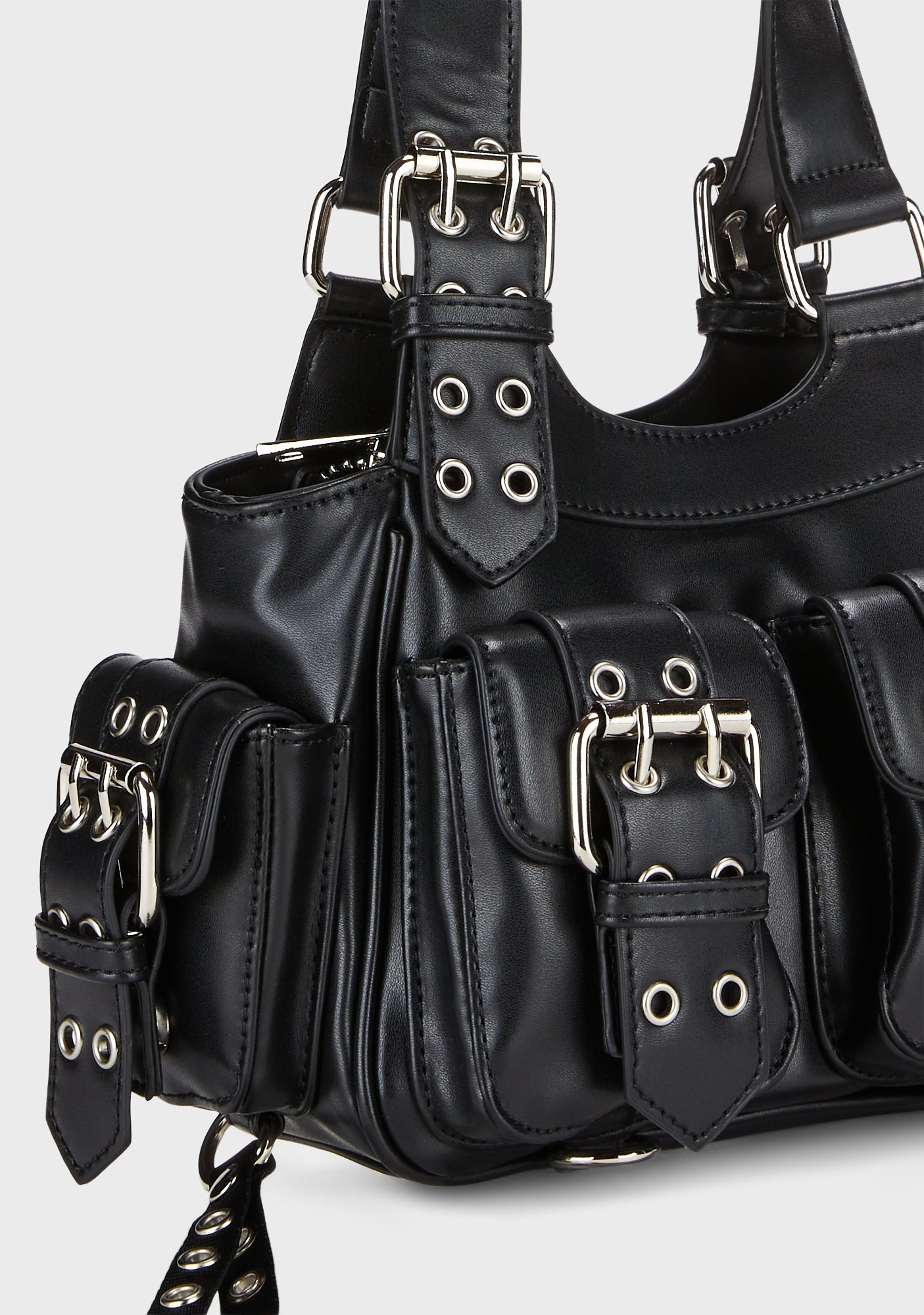 Current Mood Buckled Grommet Mini Handbag Black Dolls Kill
