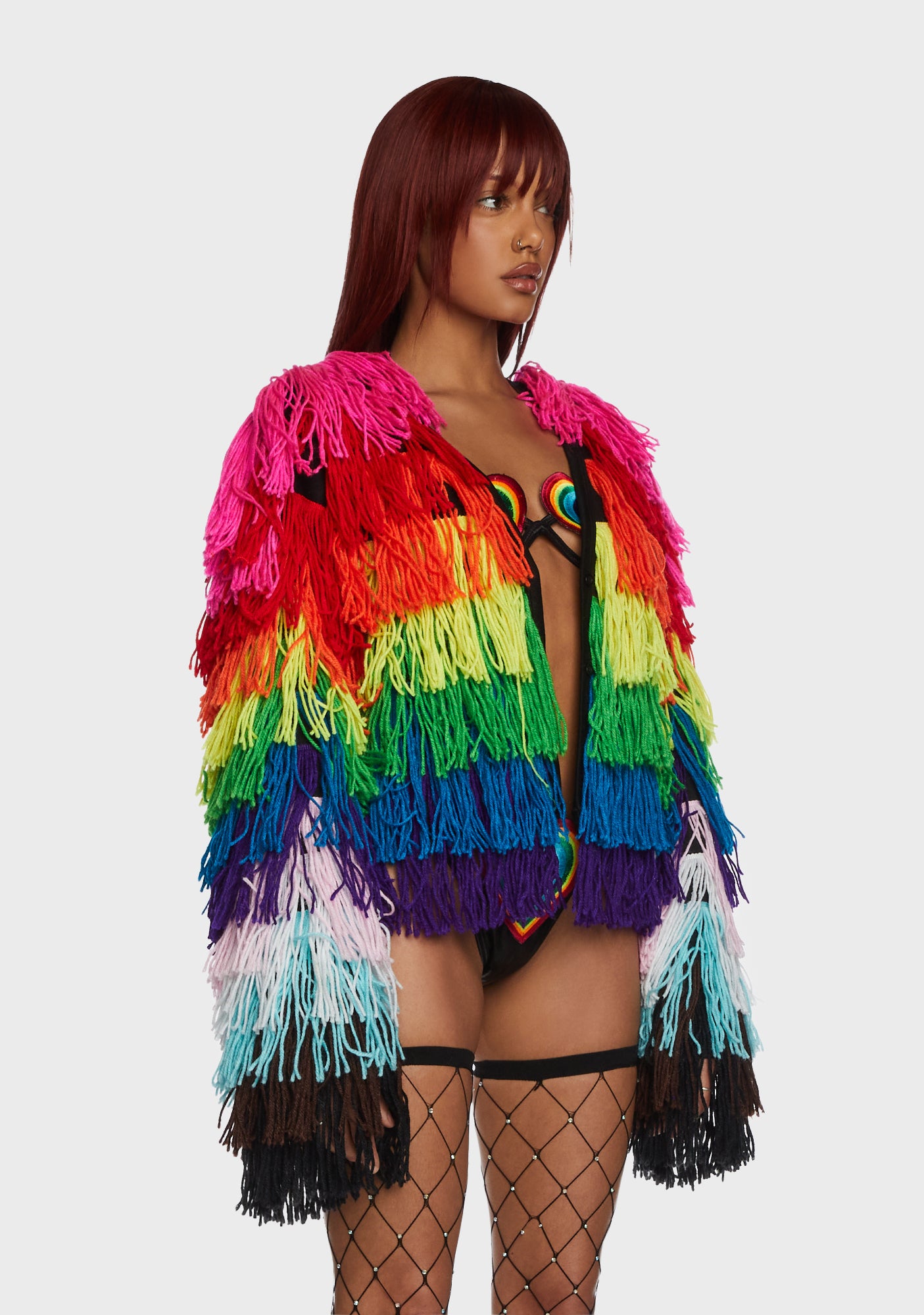 Rainbow fringe sweater outlet