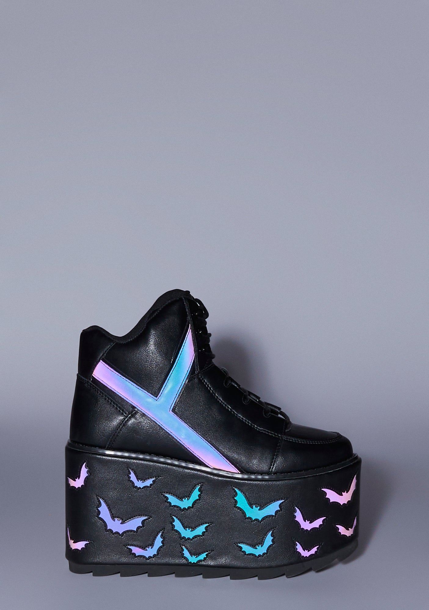 YRU Reflective Bat Platform Sneakers Black Dolls Kill