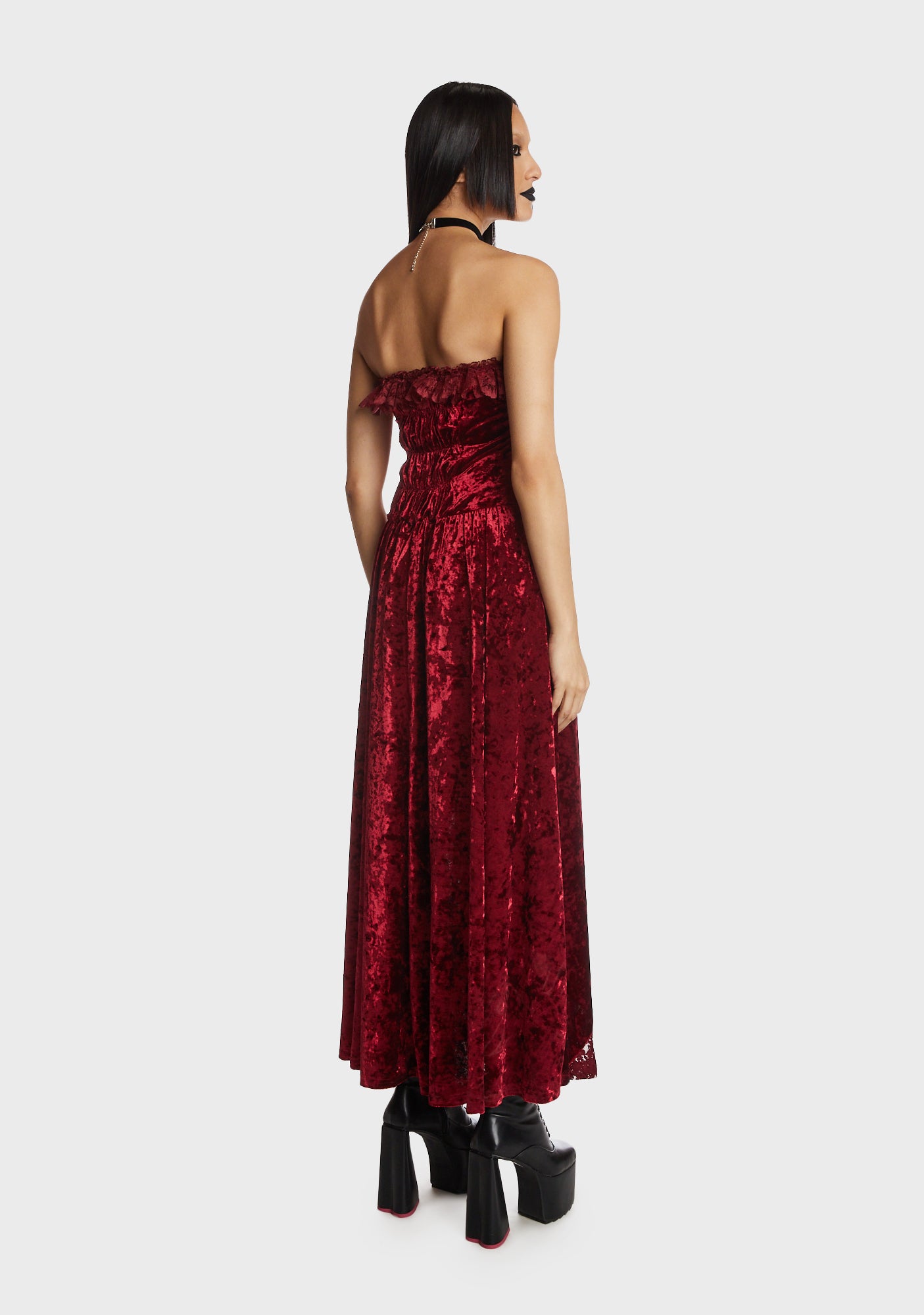 Blood Rose Velvet Maxi Dress