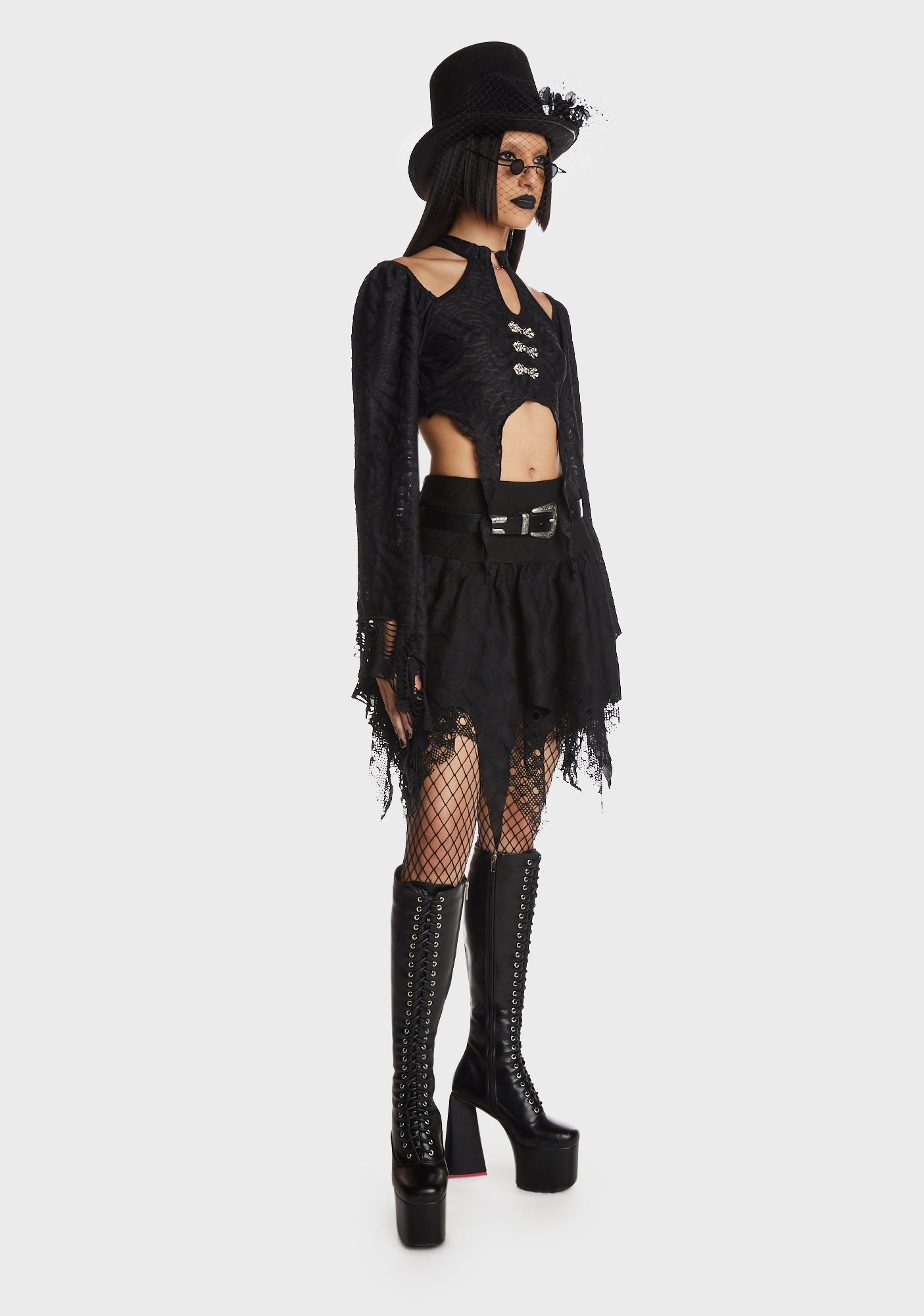 Gothic Crop Top Flare Sleeve main image 1