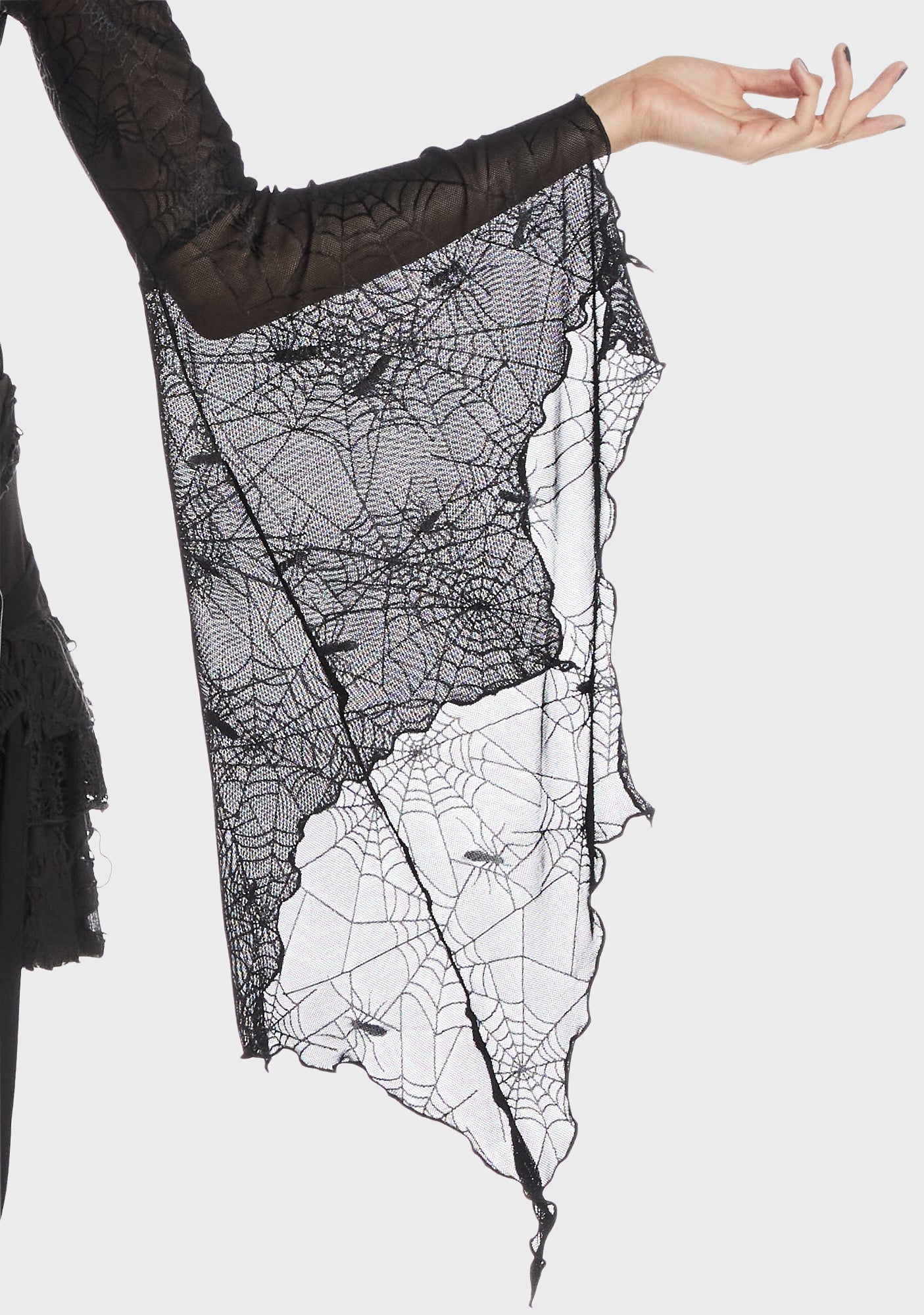 Punk Spider Mesh Exaggerated Sleeves Top