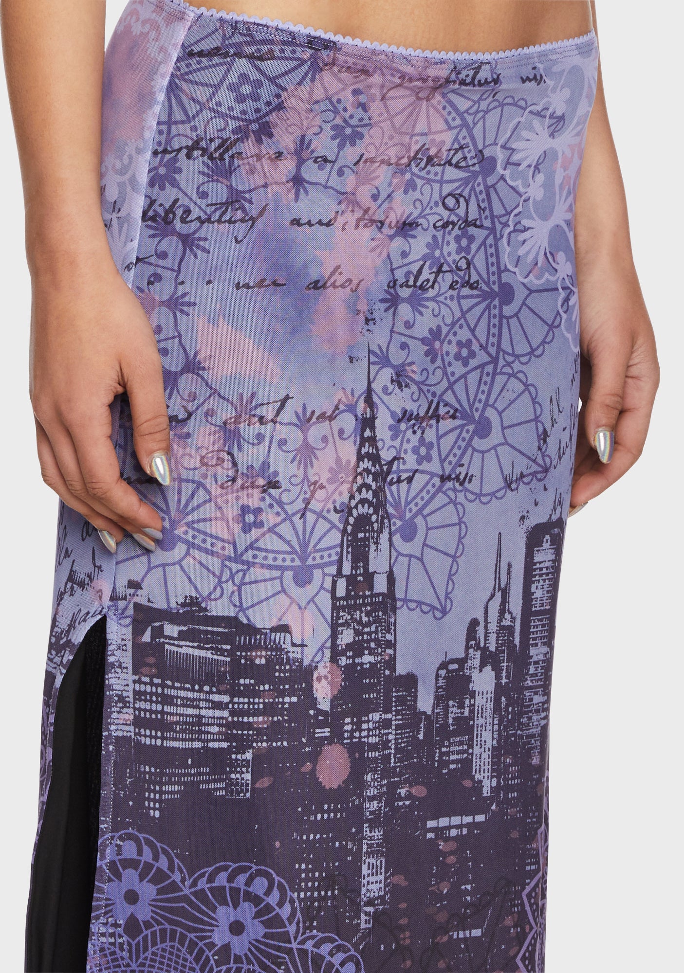 Delia's City Print Midi Skirt Purple Dolls Kill