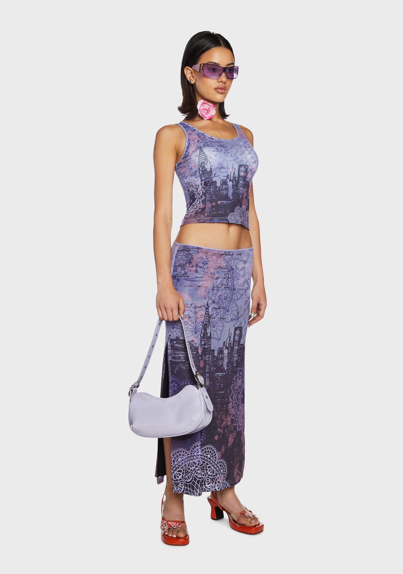 Delia's City Graphic Print Tank Top Purple Dolls Kill