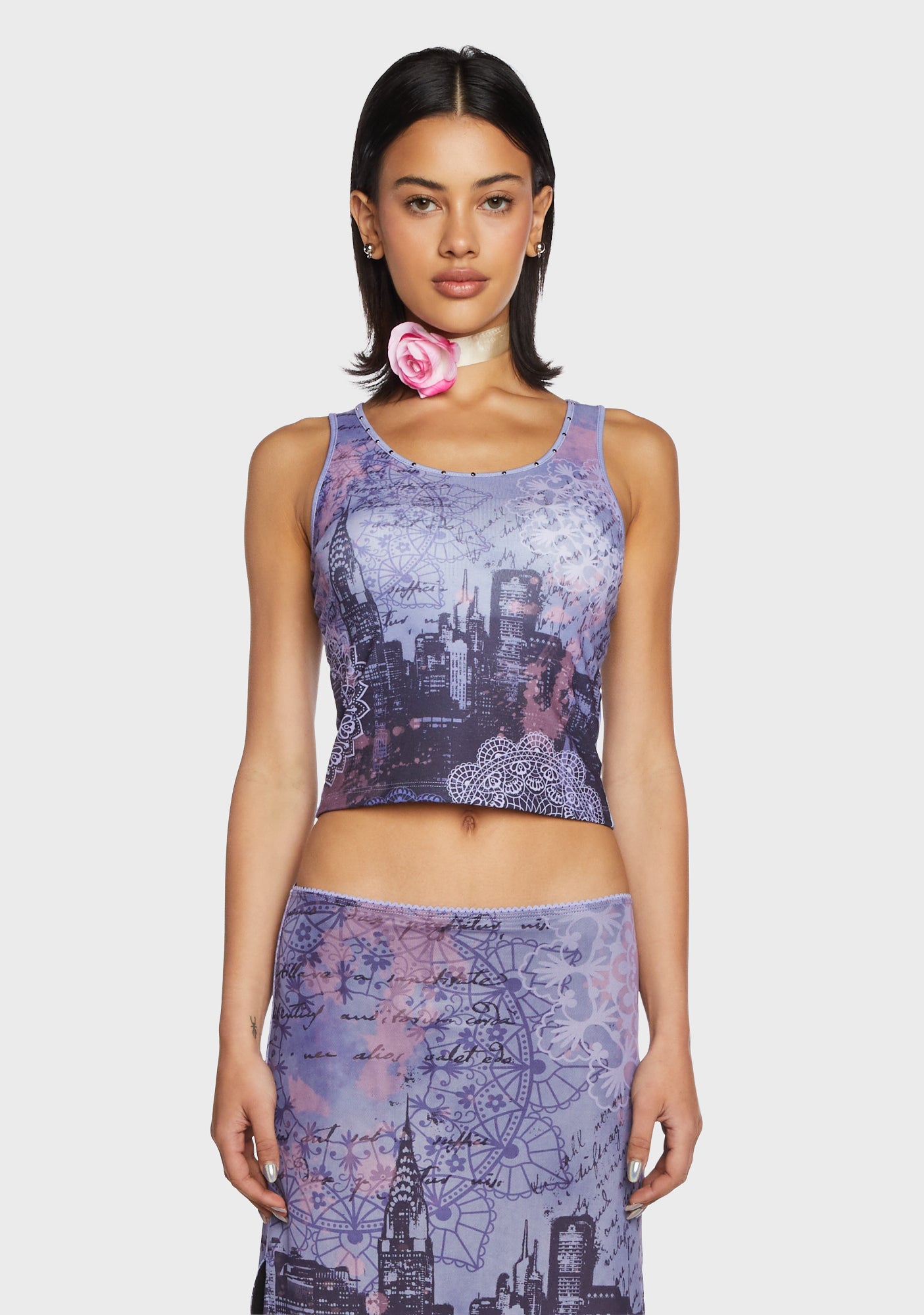 Delia's City Graphic Print Tank Top Purple Dolls Kill