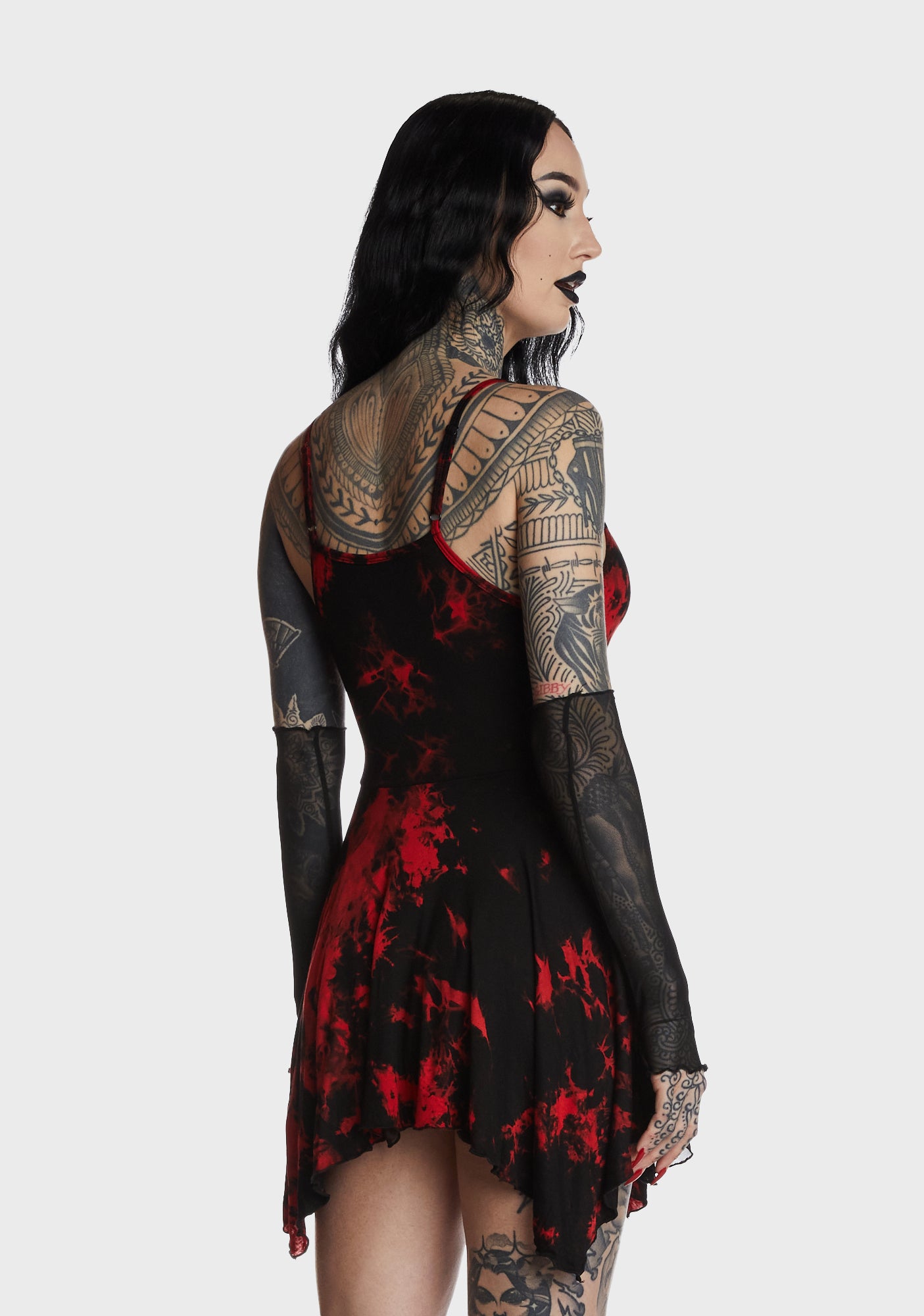 The Landslide Mini Dress & Gloves Set Dolls Kill