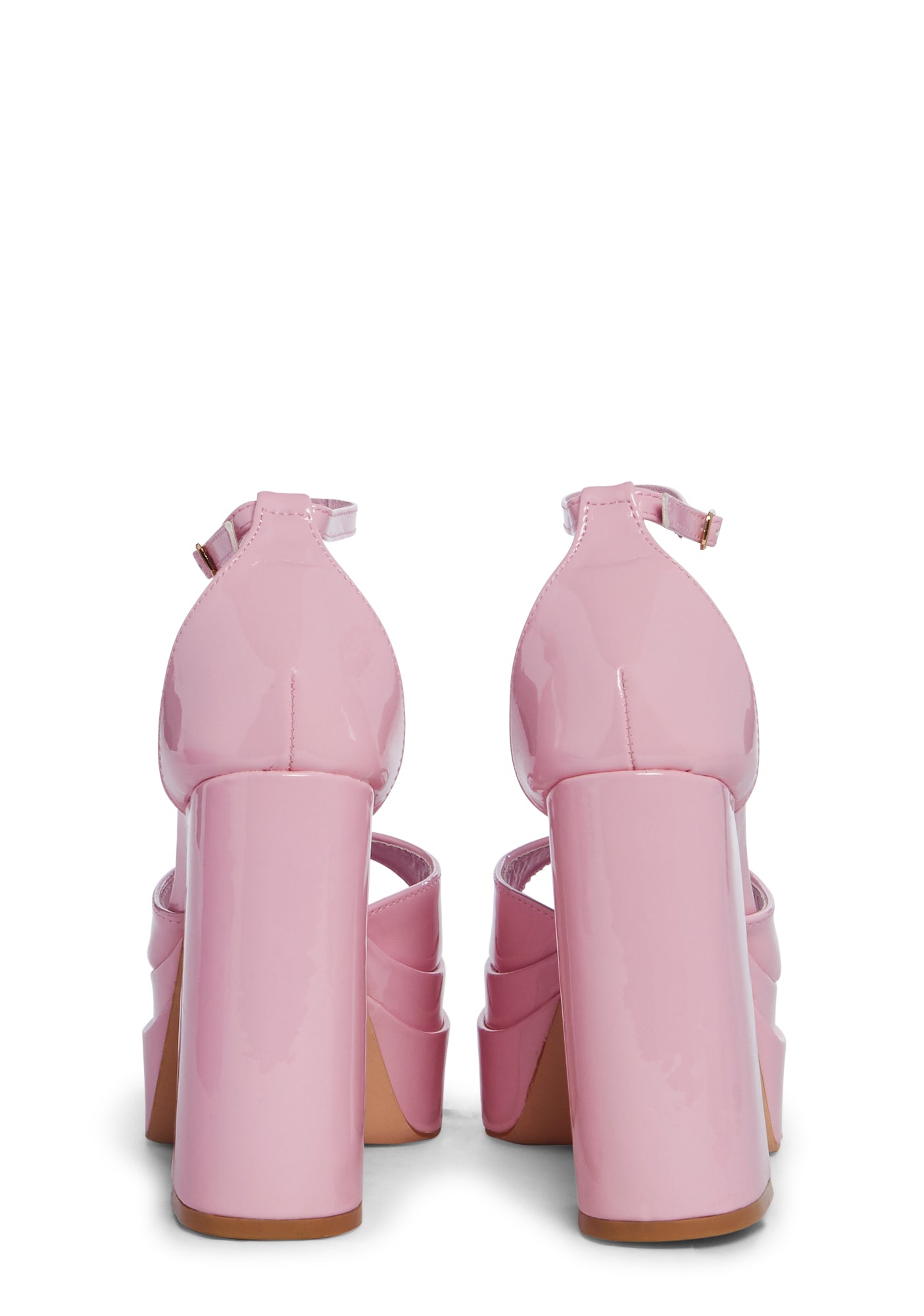 Patent Vinyl Platform Peep Toe Heels - Pink – Dolls Kill